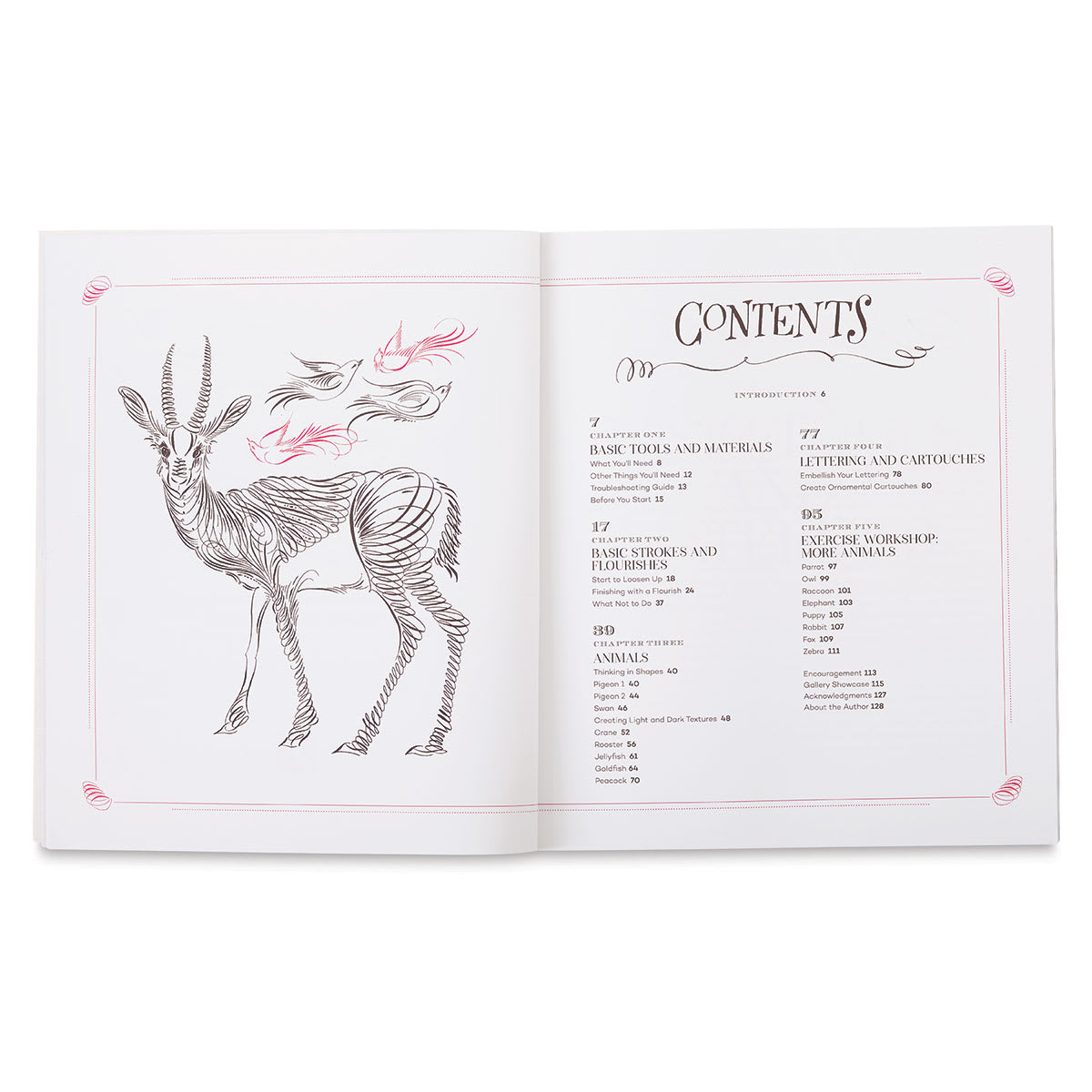 Calligraphic Drawing - Inside spread showing Table of Contents
