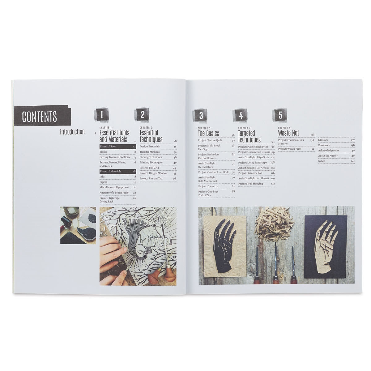 Block Print Magic - Inside spread of Table of Contents
