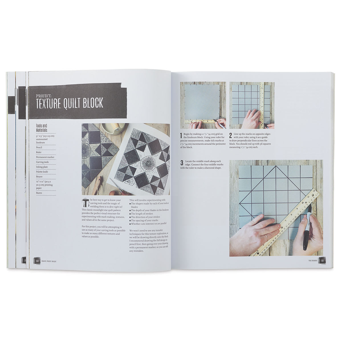 Block Print Magic - Inside spread on making a Texture Quilt Block
