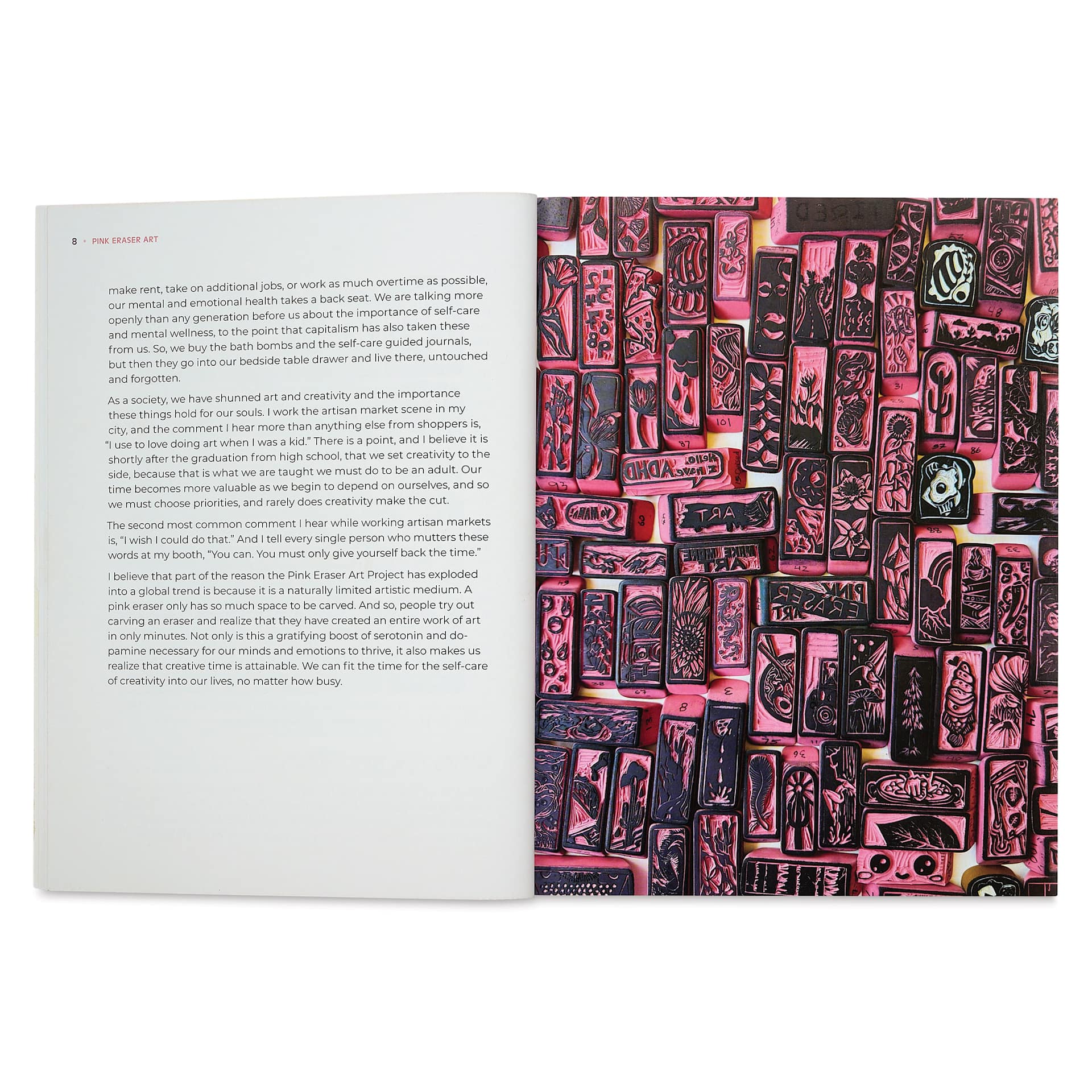 Pink Eraser Art: The Ultimate Guide to Carving Incredible Eraser Stamps, open
