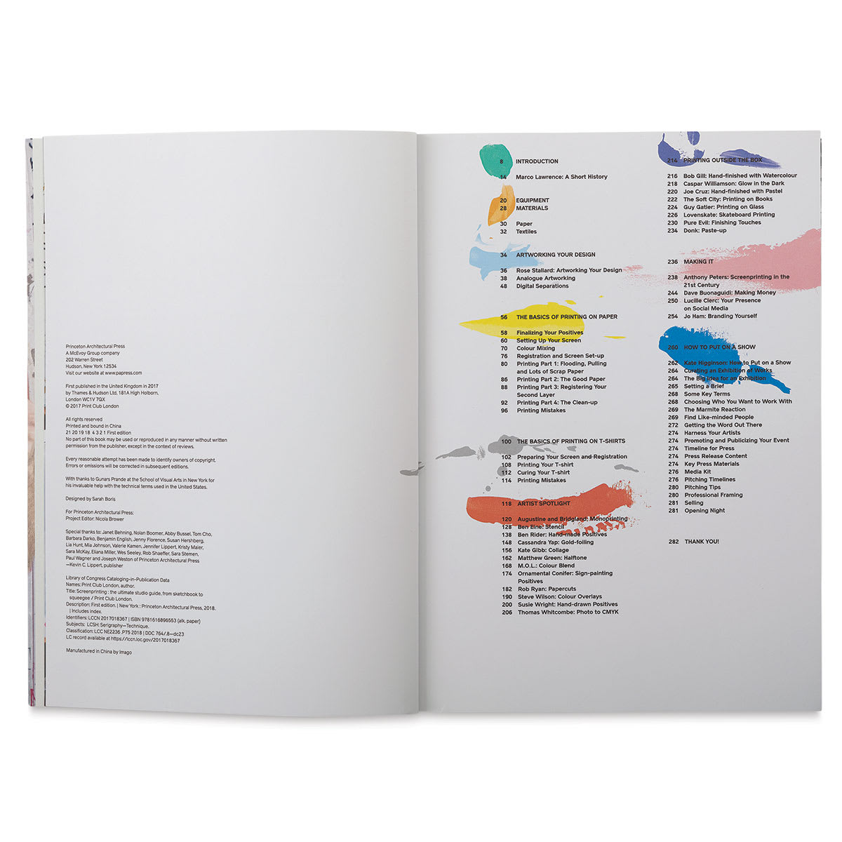 Screenprinting: The Ultimate Studio Guide - Spread of Table of Contents