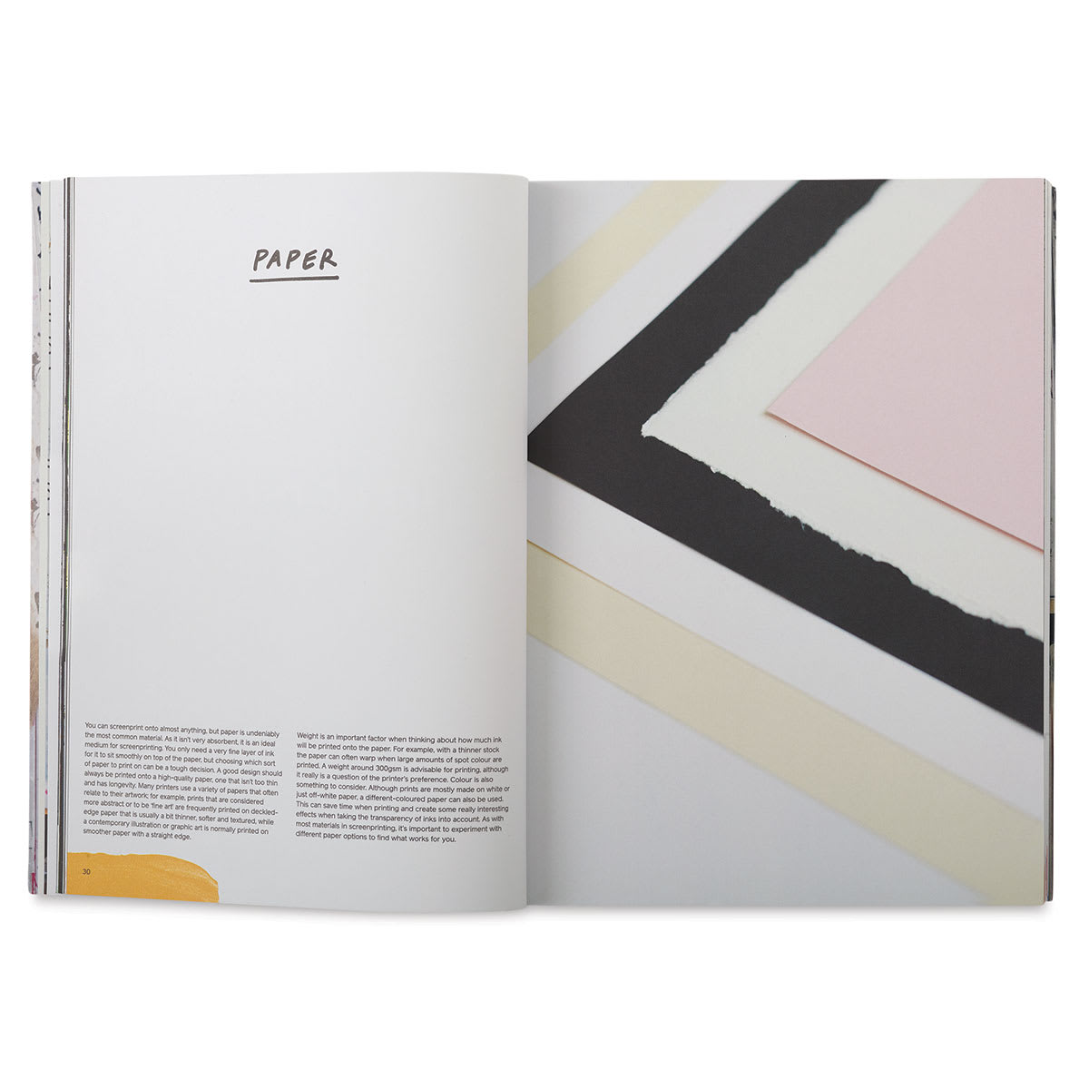 Screenprinting: The Ultimate Studio Guide - Spread of Chapter on Paper Printing