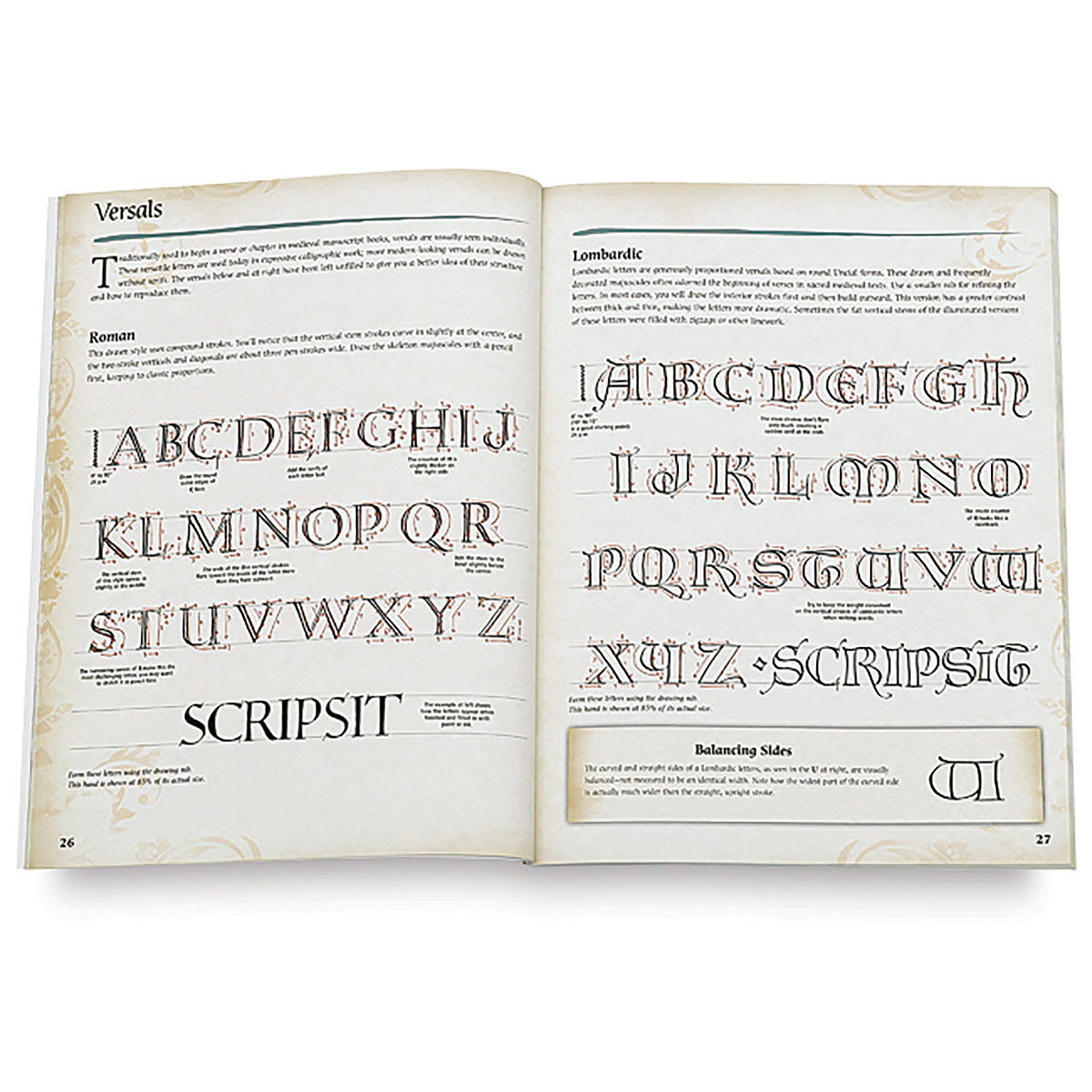 The Art of Calligraphy & Lettering (page example, alphabets)