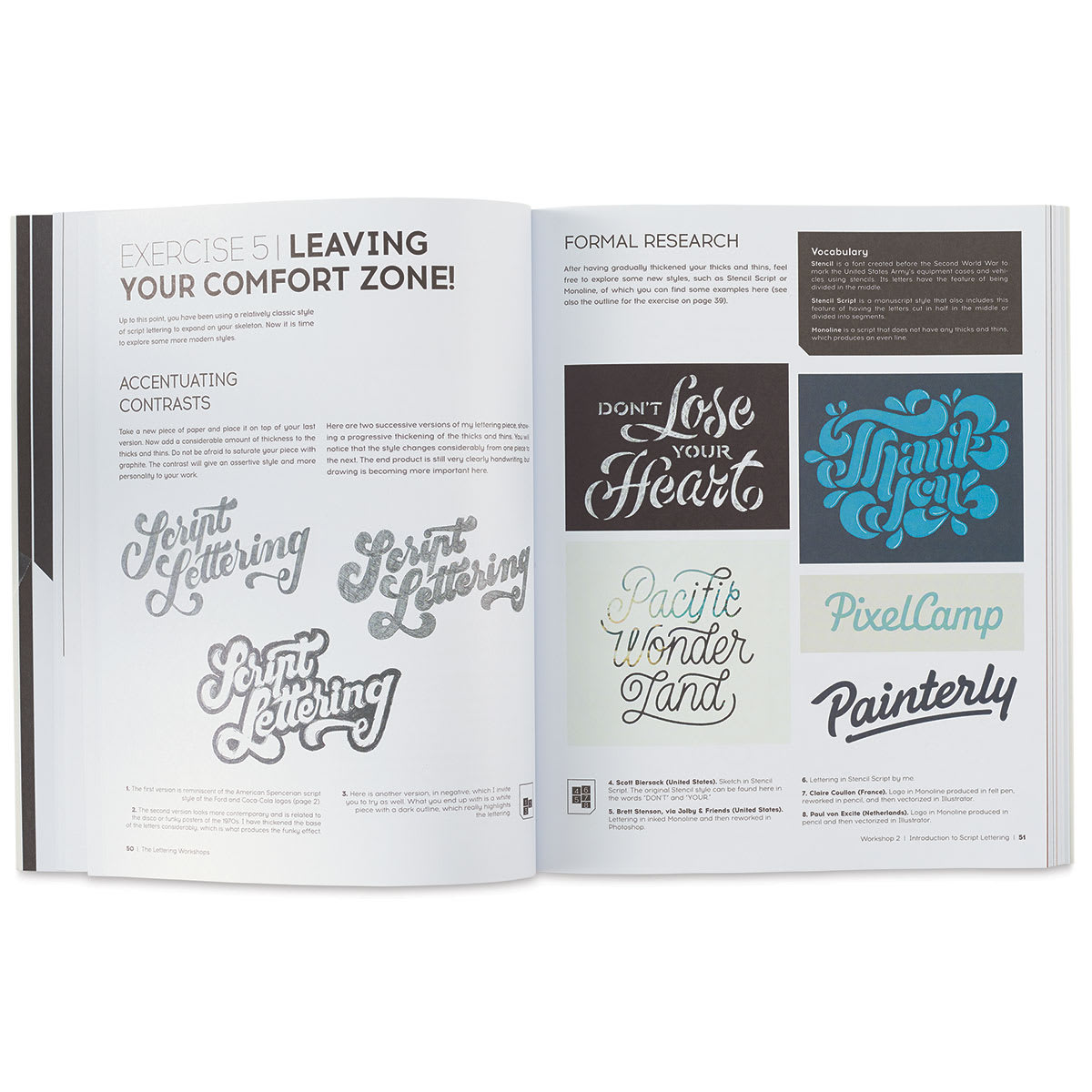 The Lettering Workshops - Spread on using Contrast with Lettering
