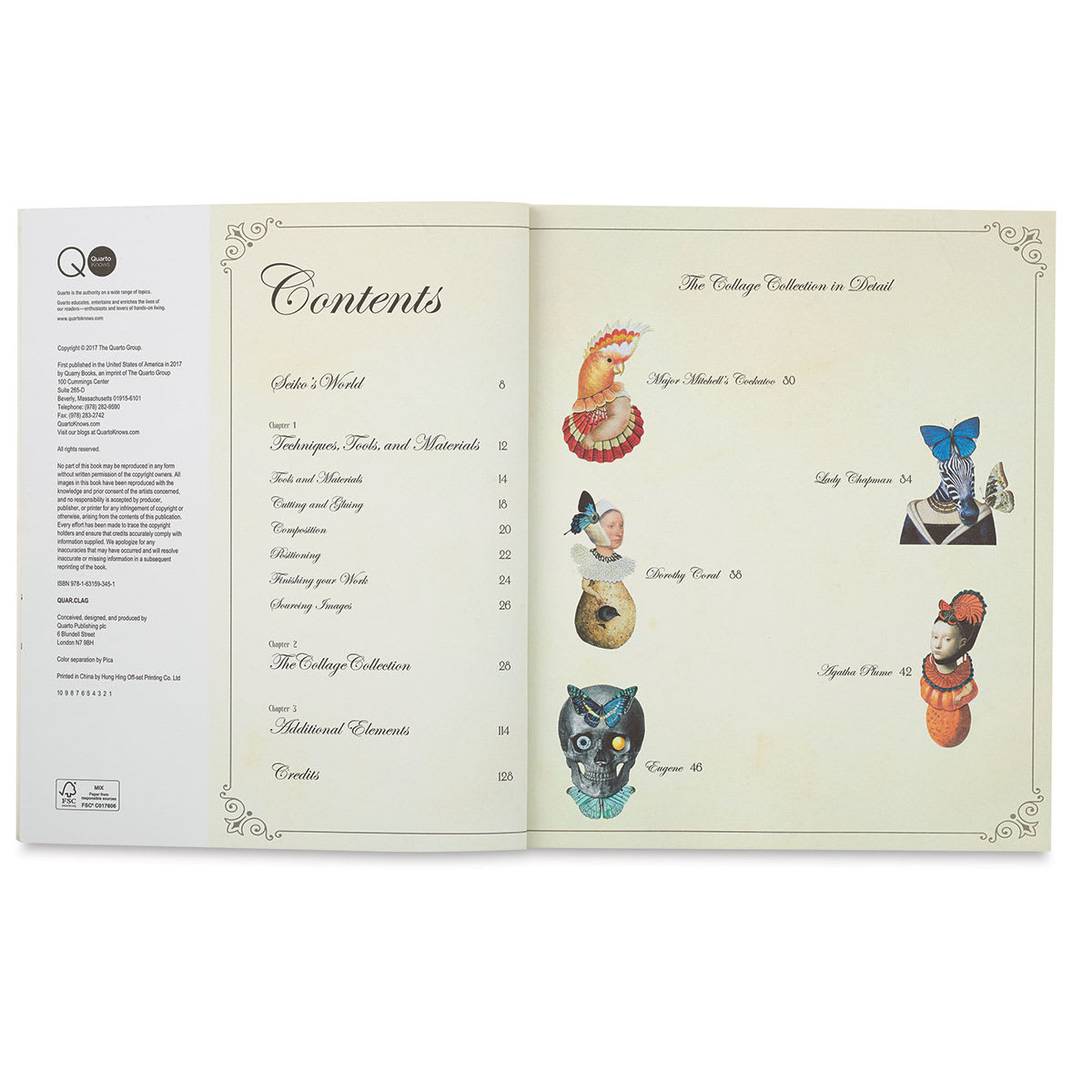 Handmade Collage: 15 Stunning Designs to Cut and Assemble - showing table of contents