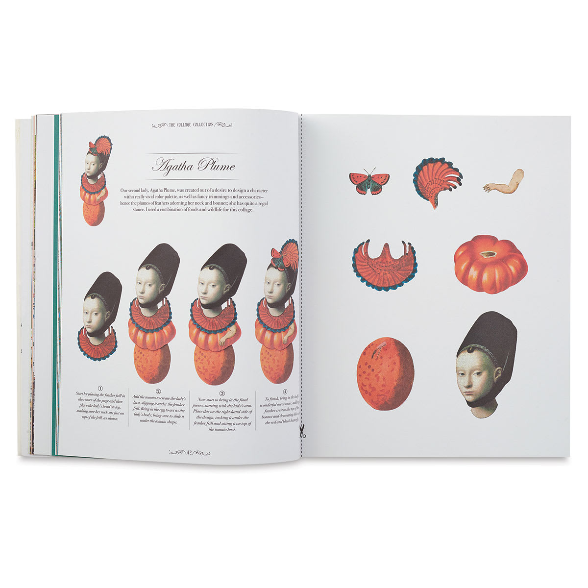 Handmade Collage: 15 Stunning Designs to Cut and Assemble-pages showing the Agatha Plume project