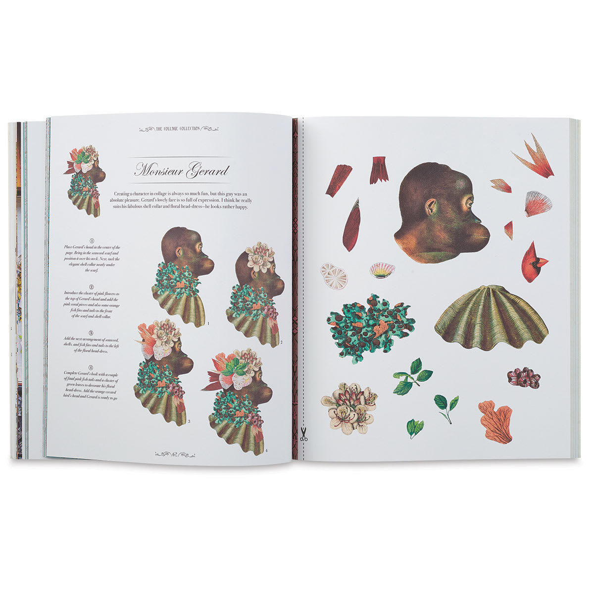 Handmade Collage: 15 Stunning Designs to Cut and Assemble-pages showing the Monsieur Gerard project