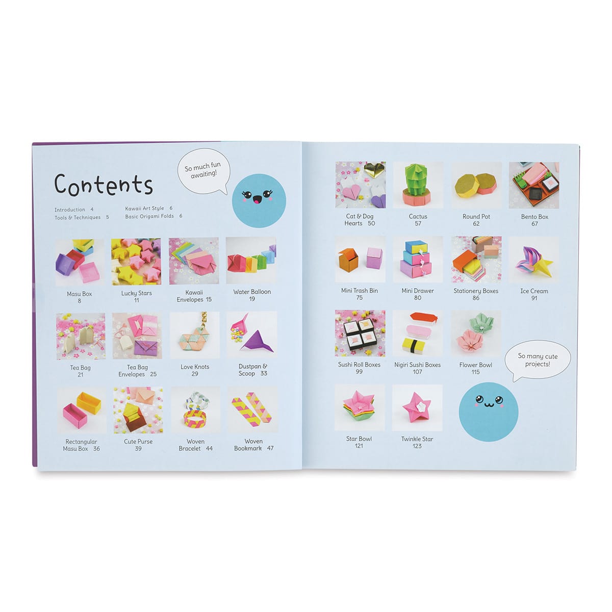 Kawaii Origami Kit - Inside spread of Table of Contents