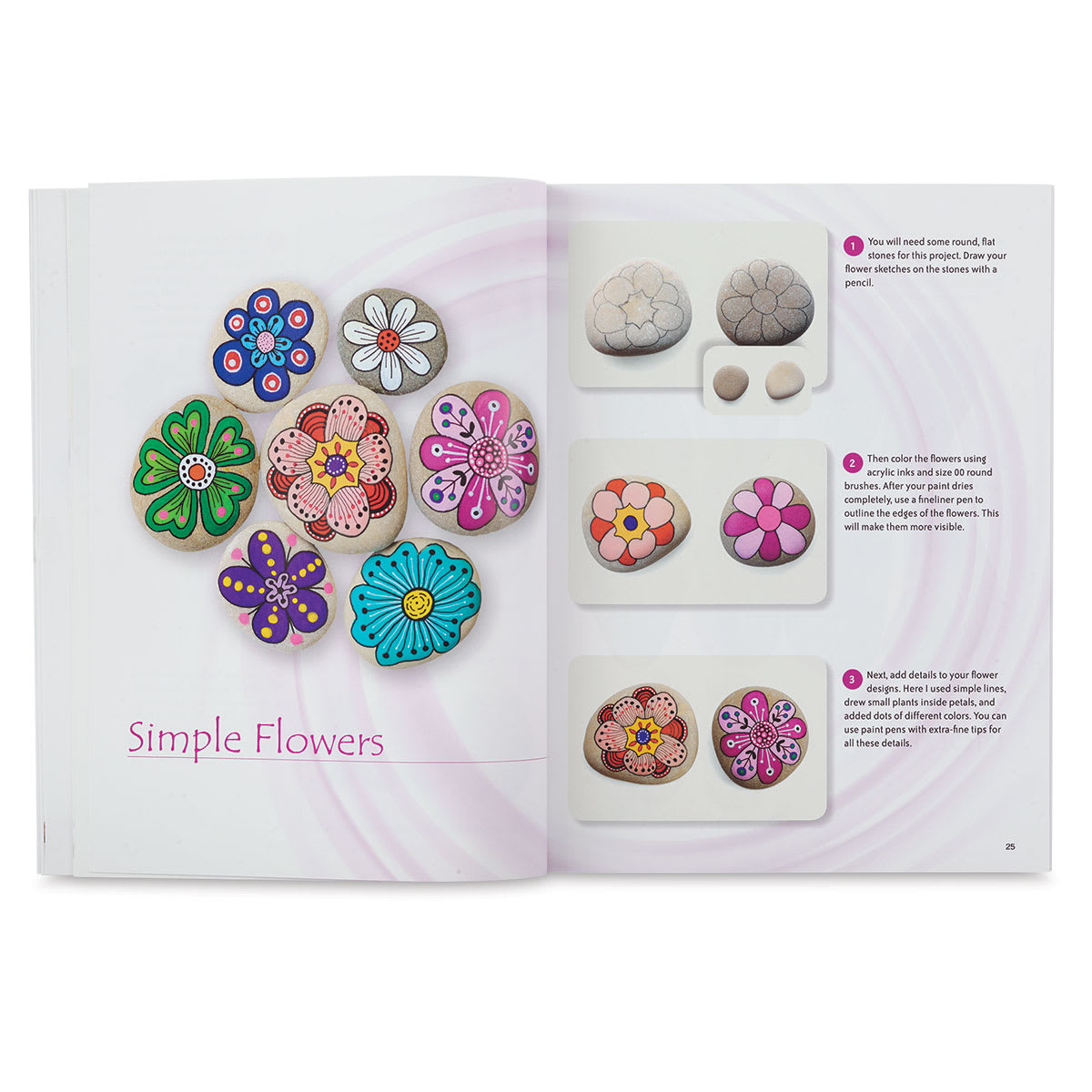 The Art of Stone Painting - Stones painted with Flowers