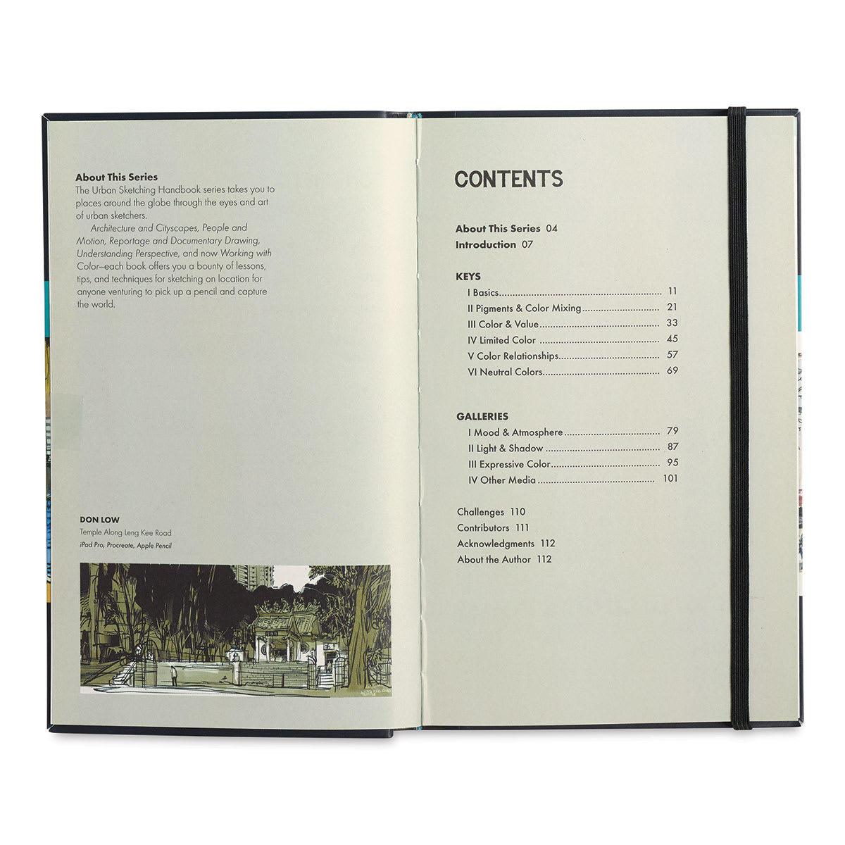 The Urban Sketching Handbook: Working with Color - Spread showing Table of Contents