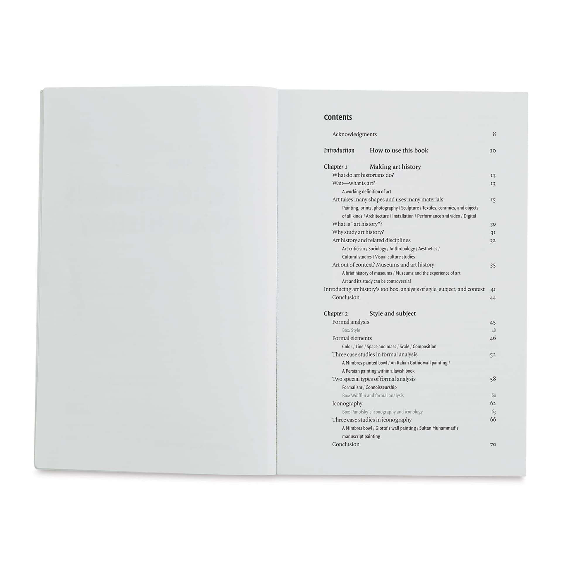 Fundamentals of Art History, contents page