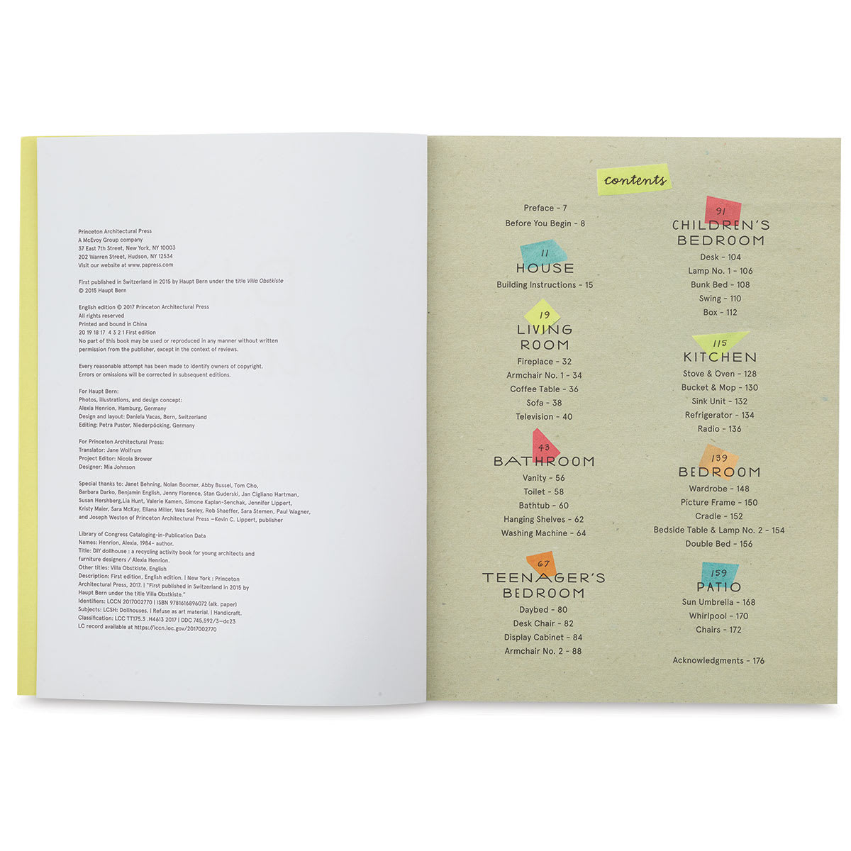 D.I.Y. Dollhouse - Spread showing Table of Contents
