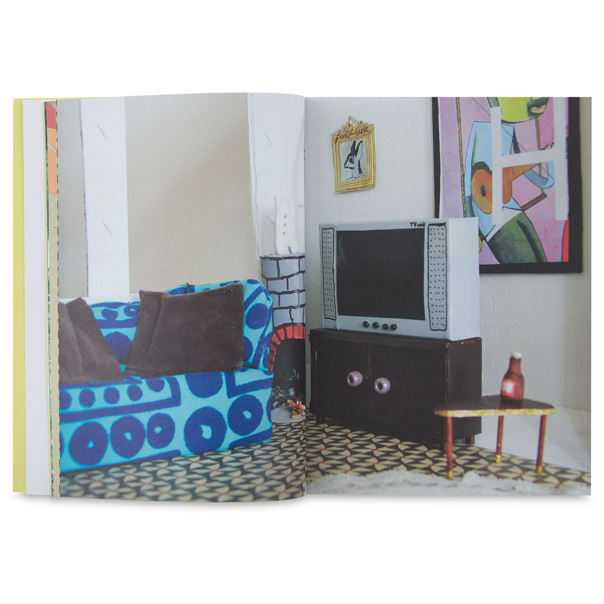 D.I.Y. Dollhouse - Spread showing crafted Living Room
