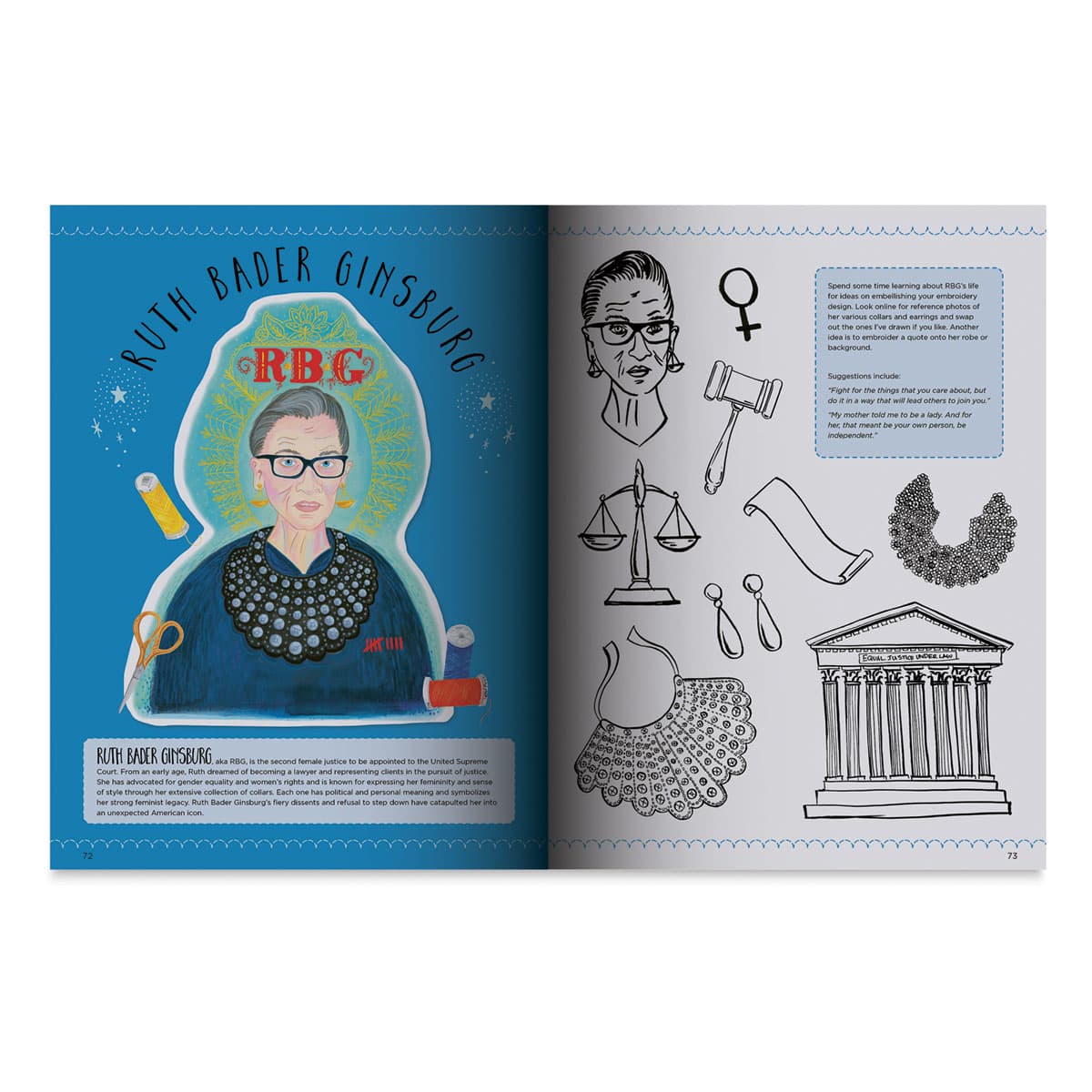 Empowered Embroidery (Ruth Bader Ginsburg project page)