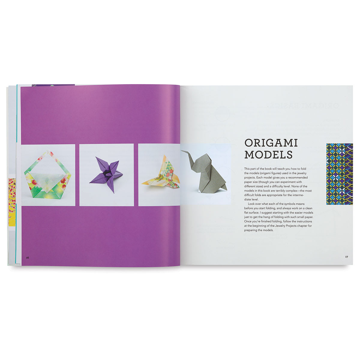 Origami Jewelry Motifs - Spread beginning chapter on making all Origami Jewelry Models

