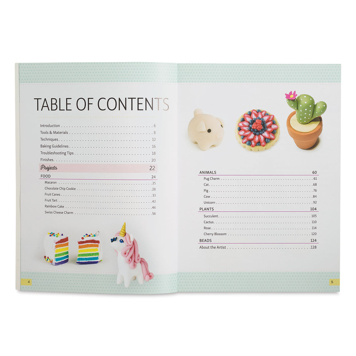 Polymer Clay for Beginners - Spread of Table of Contents
