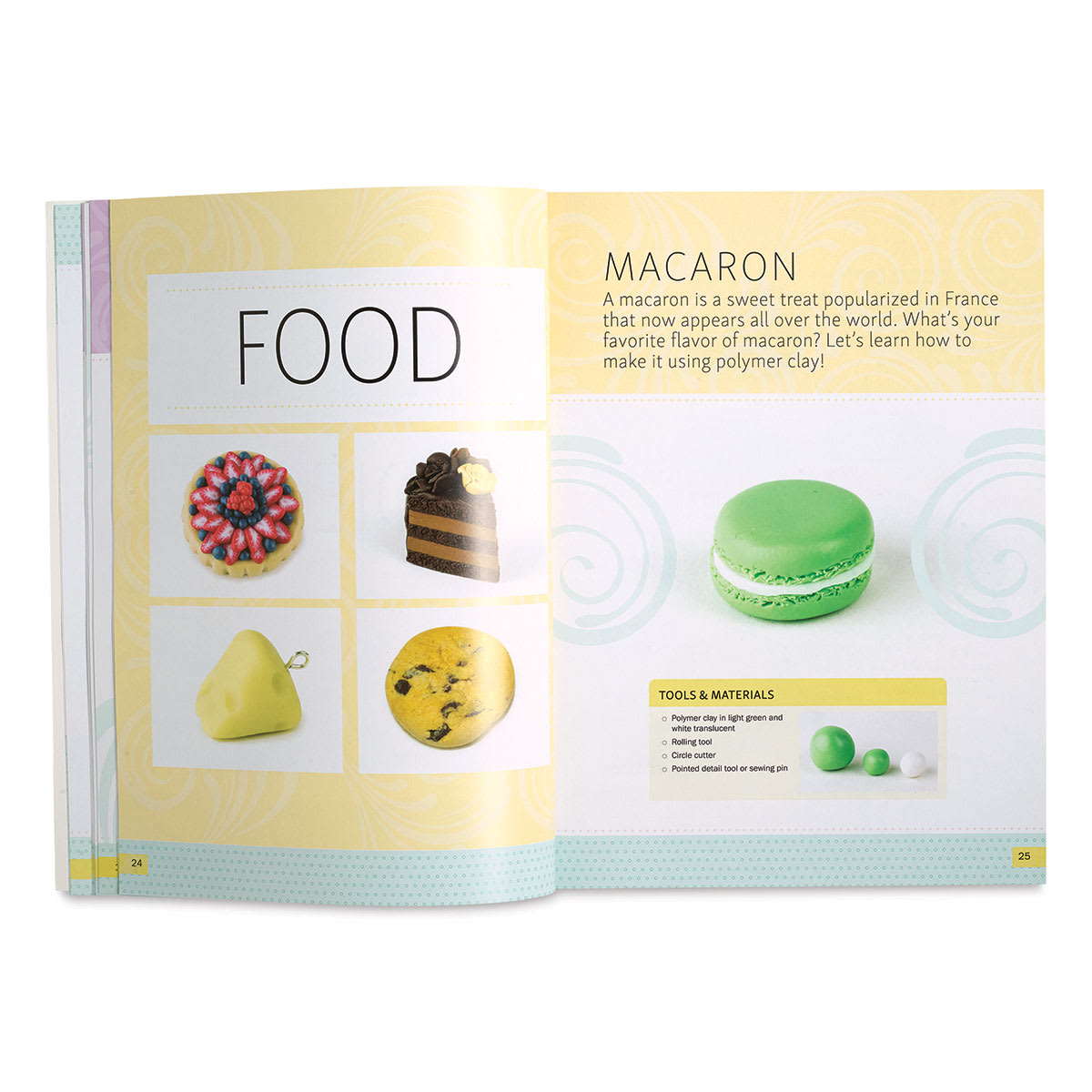 Polymer Clay for Beginners - Spread starting chapter on crafting Food from Clay
