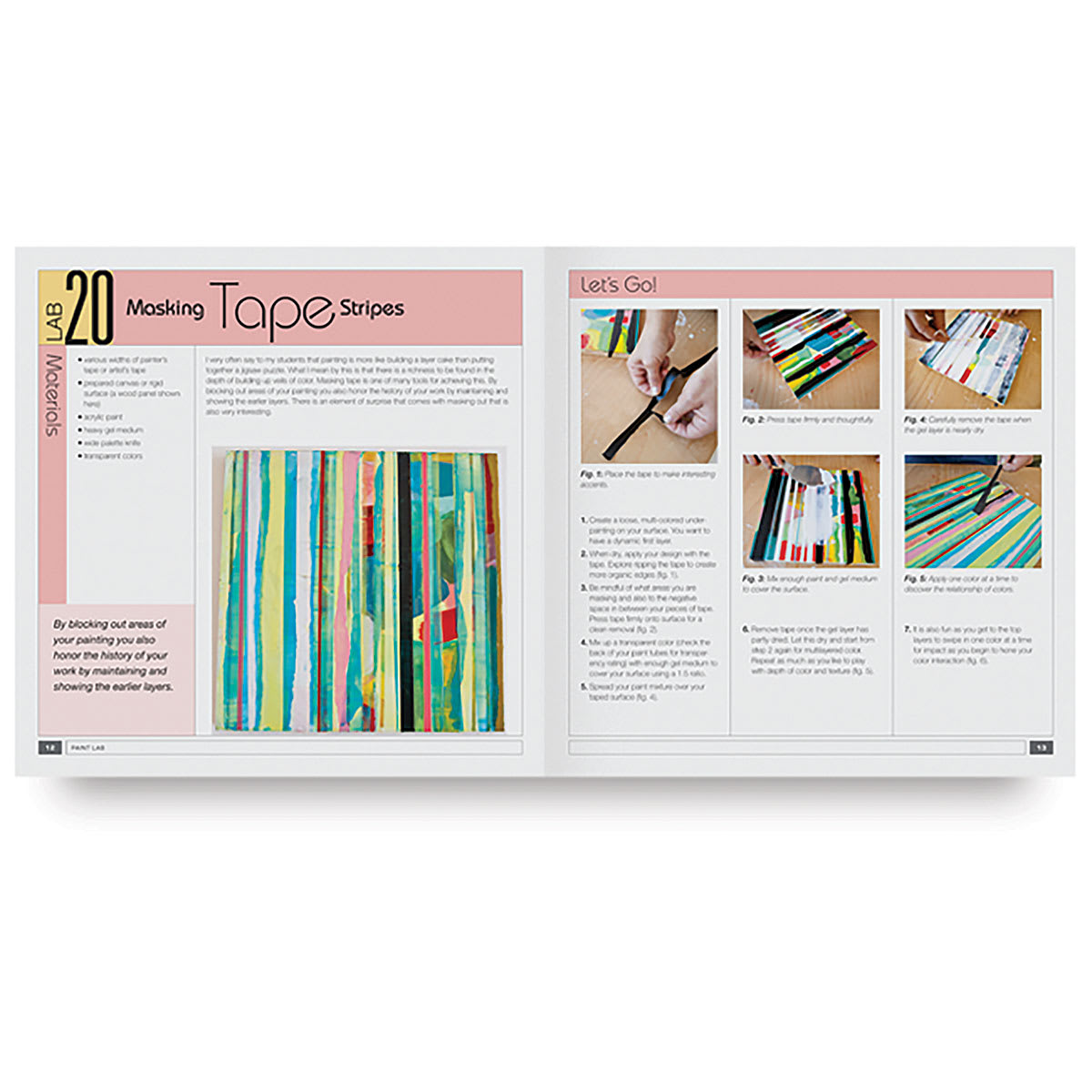 Paint Lab - Spread of Lab 20 on Painting with Masking Tape Stripes