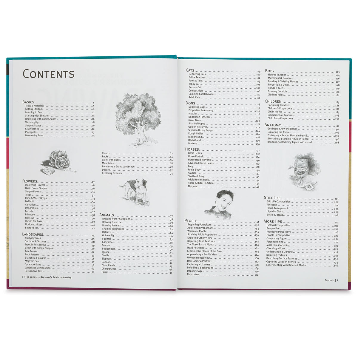 The Complete Beginner's Guide to Drawing - Spread of Table of Contents
