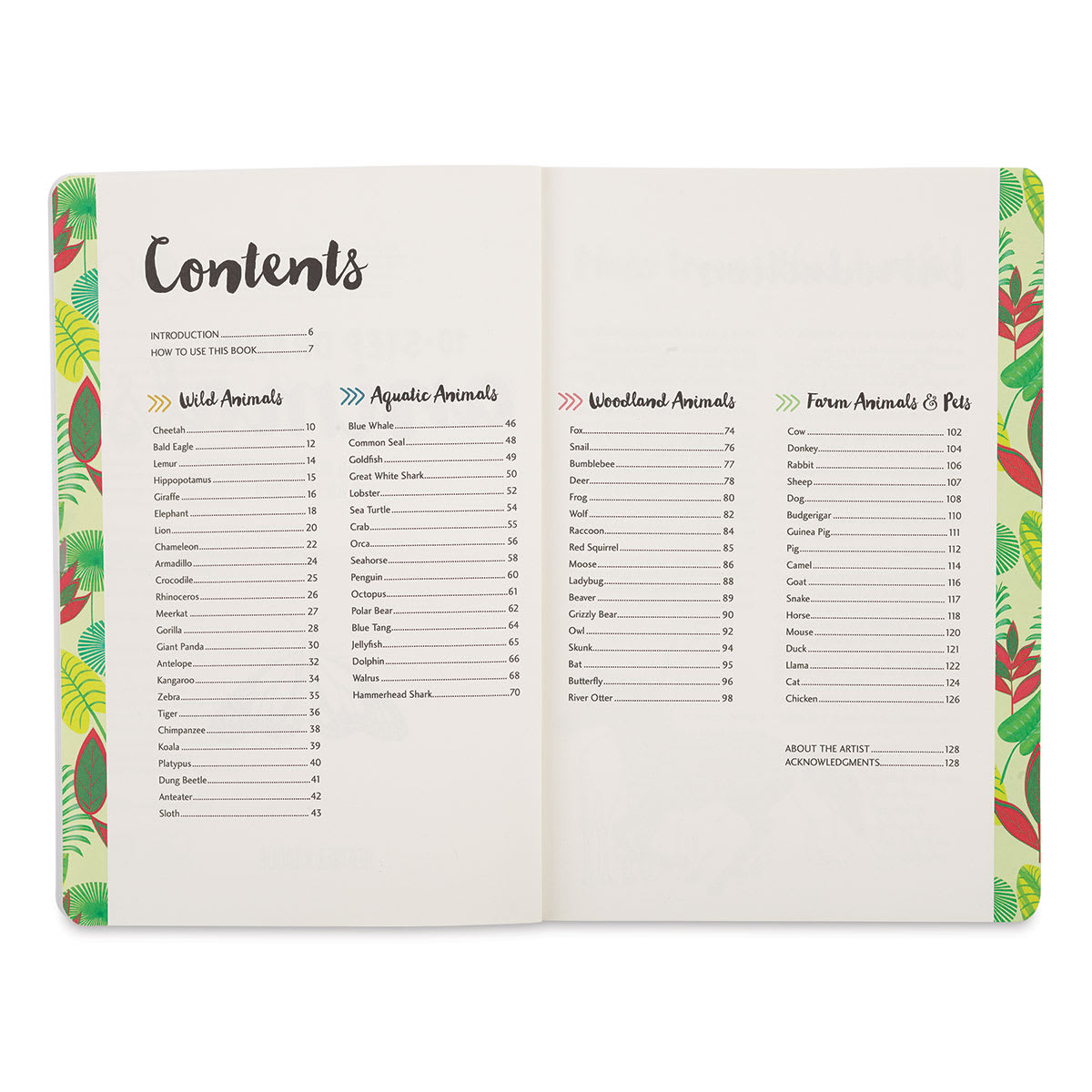 Ten-Step Drawing: Animals - Spread showing Table of Contents
