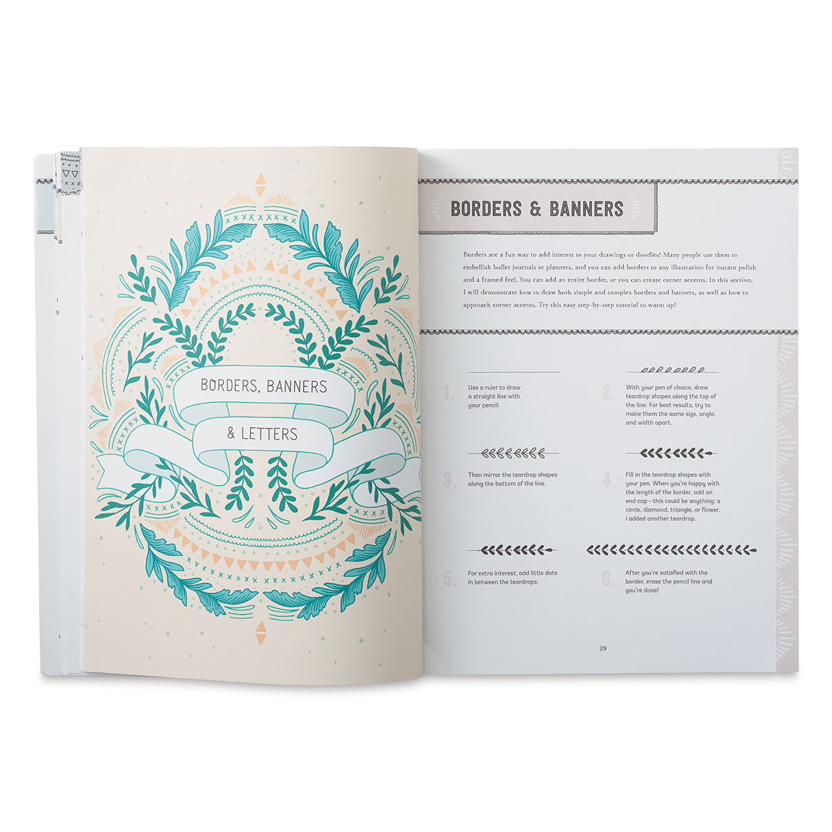 Art Starts with a Line - Spread starting chapter on Borders and Banners