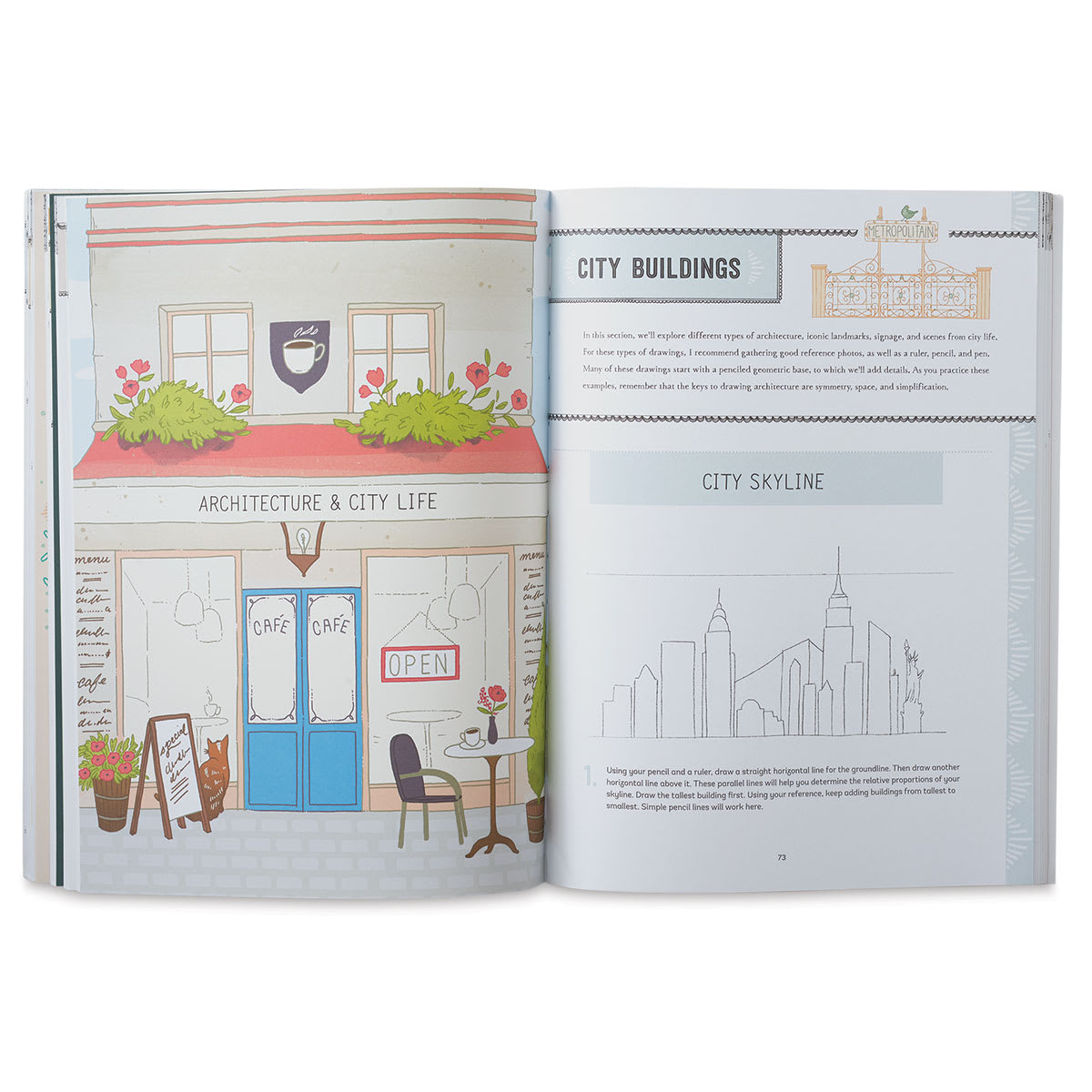Art Starts with a Line - Spread starting chapter on Architecture and City life