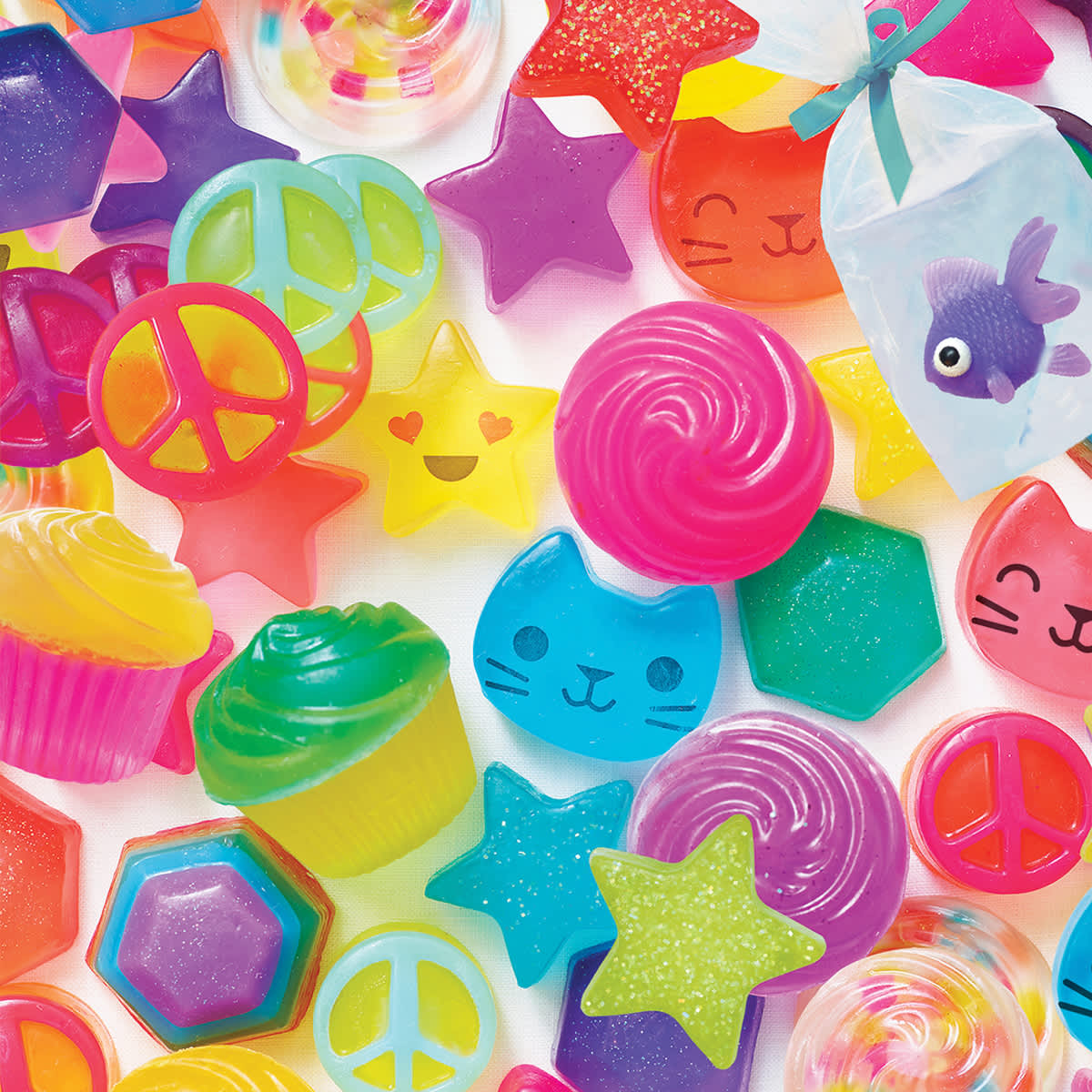Klutz Make Your Own Soap - Various shapes and colors of finished soaps