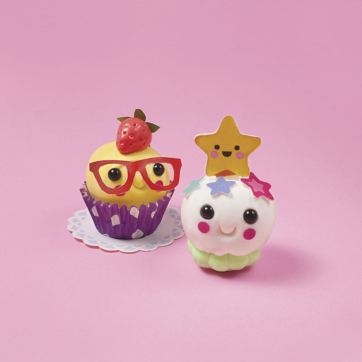 Klutz Mini Bake Shop - Finished example of sculpted fantasy cupcakes