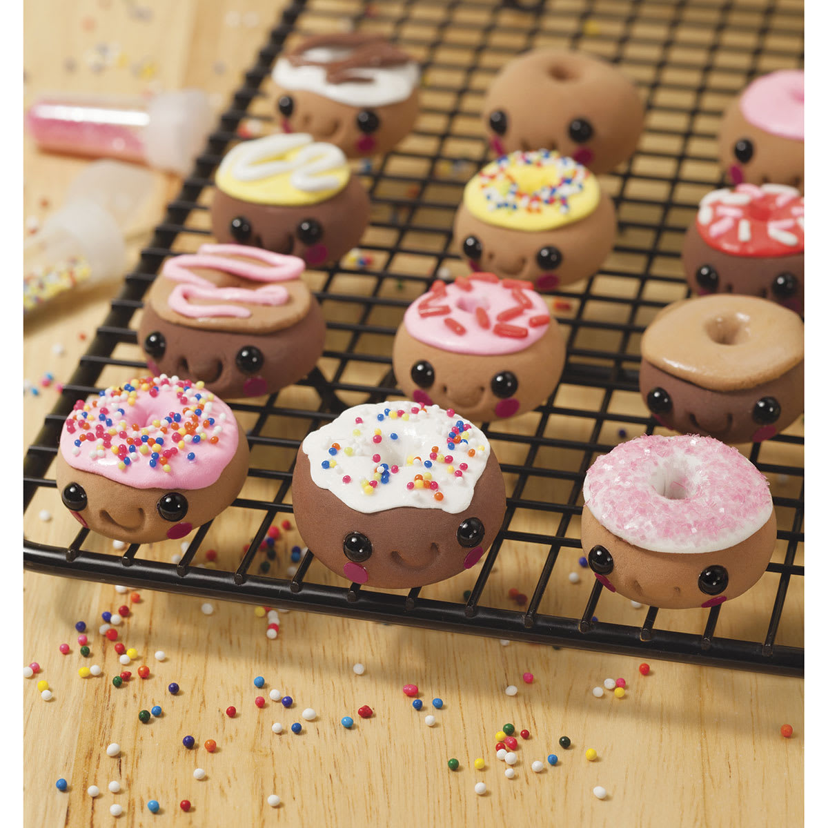 Klutz Mini Bake Shop - Finished example of sculpted and decorated Dougnuts