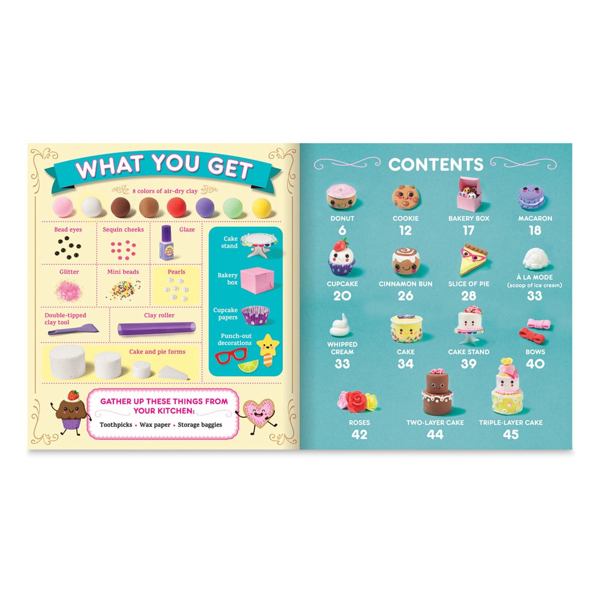 Klutz Mini Bake Shop - Inside spread of Directions showing Table of Contents