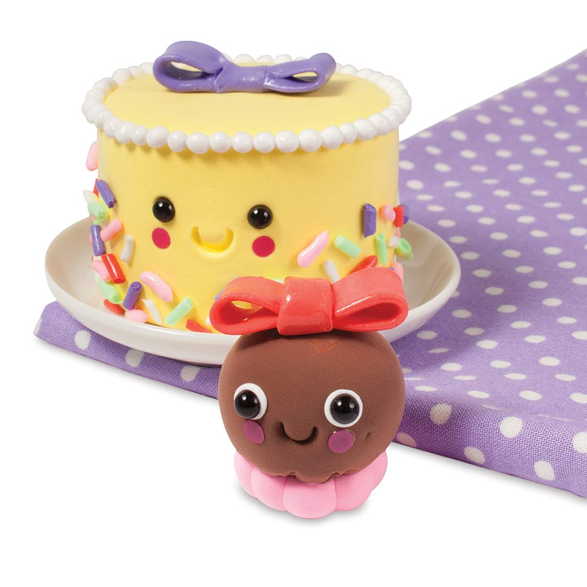 Klutz Mini Bake Shop - Finished example of sculpted Yellow Cake and decorated Chocolate Truffle