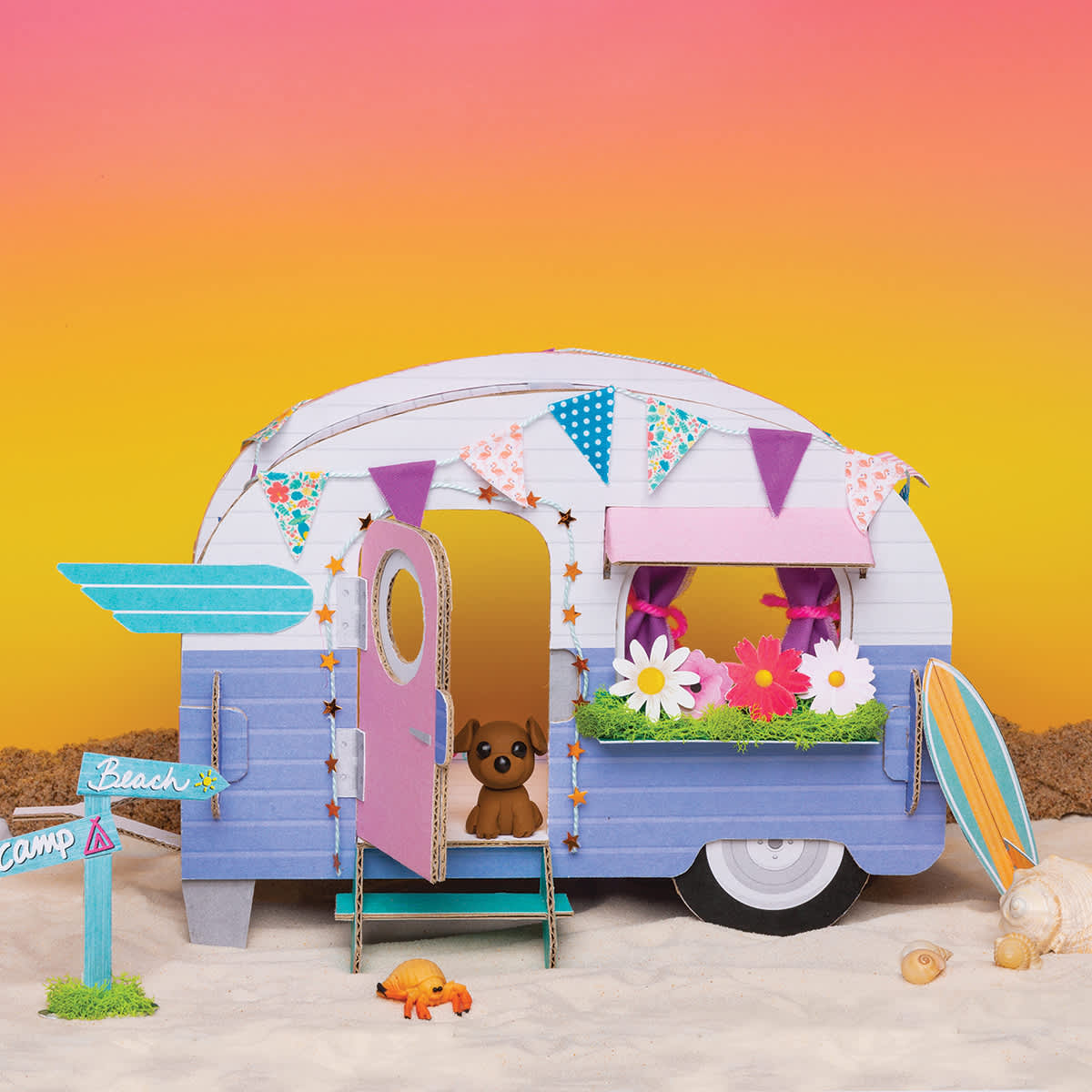Make Your Own Tiny Camper - Left side view of a finished Camper with door
