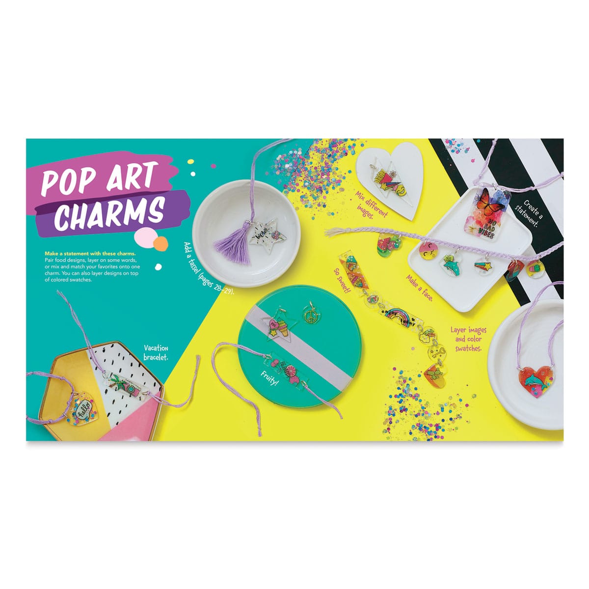 Make Your Own Glaze Craze Charms Kit - Instructions showing Pop Art Charms
