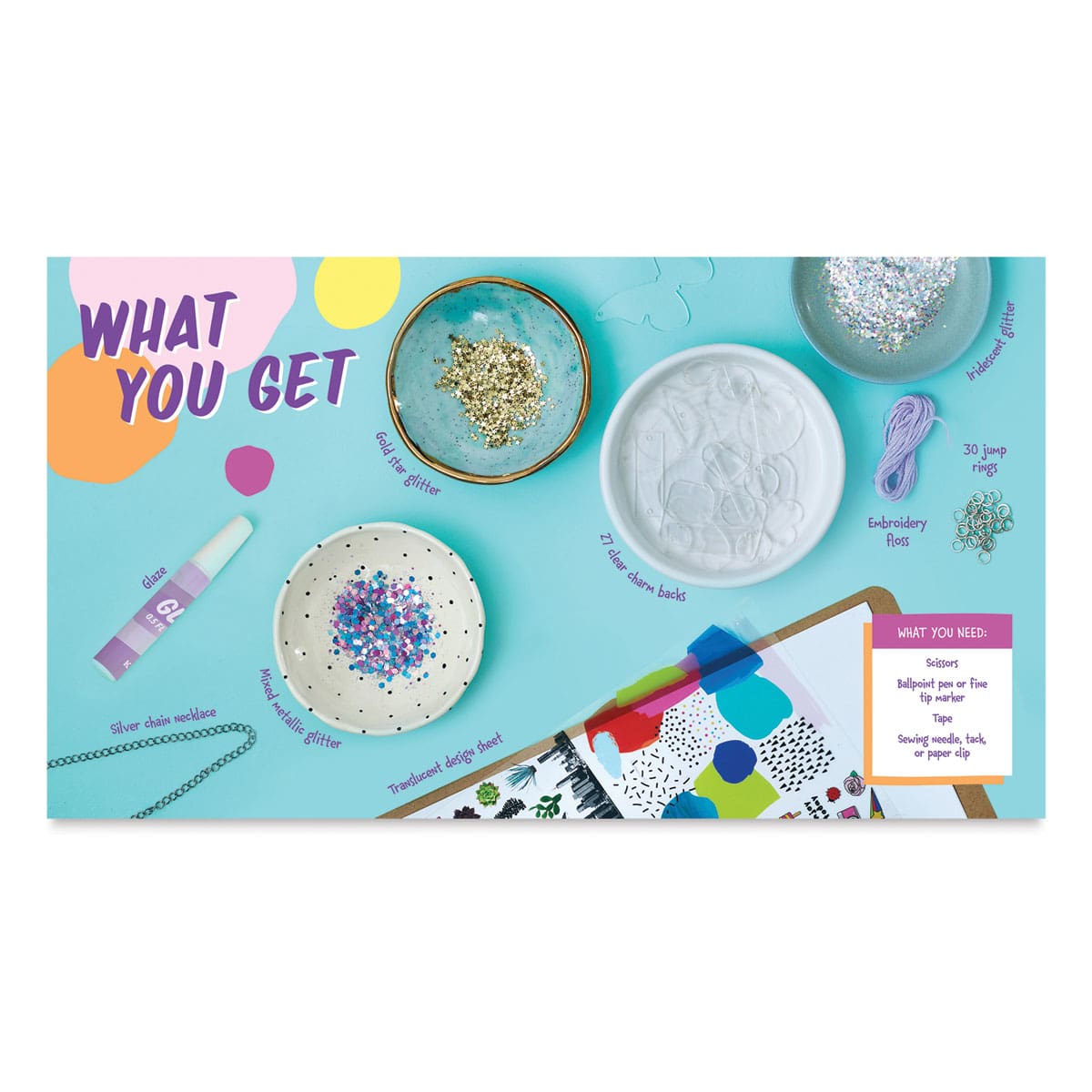 Make Your Own Glaze Craze Charms Kit - Instructions showing components of Kit
