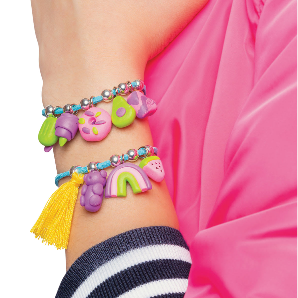Klutz Clay Charm Bracelets, Super Sweet (two finished bracelets)