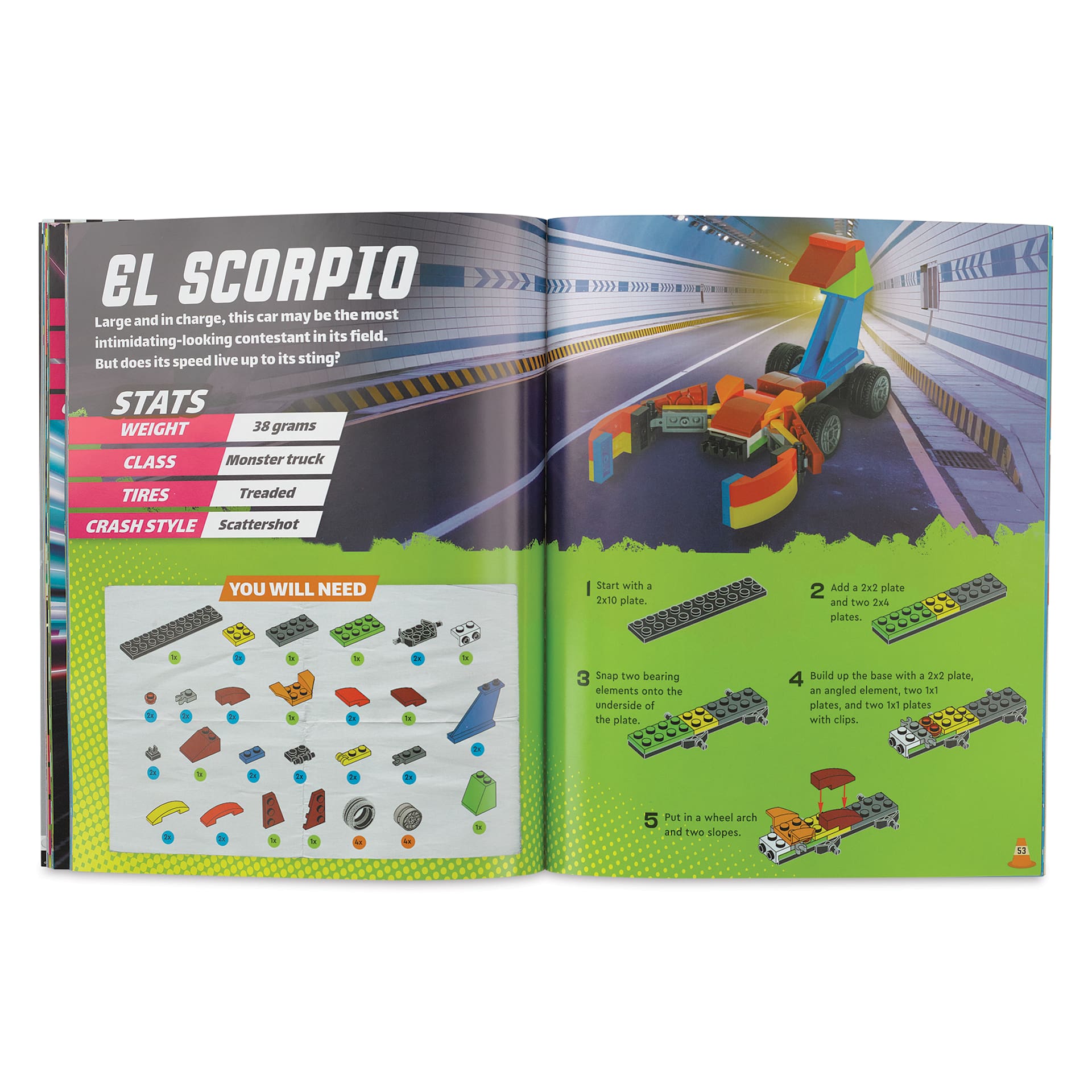 Klutz LEGO Race Cars Kit, el scorpio instructions