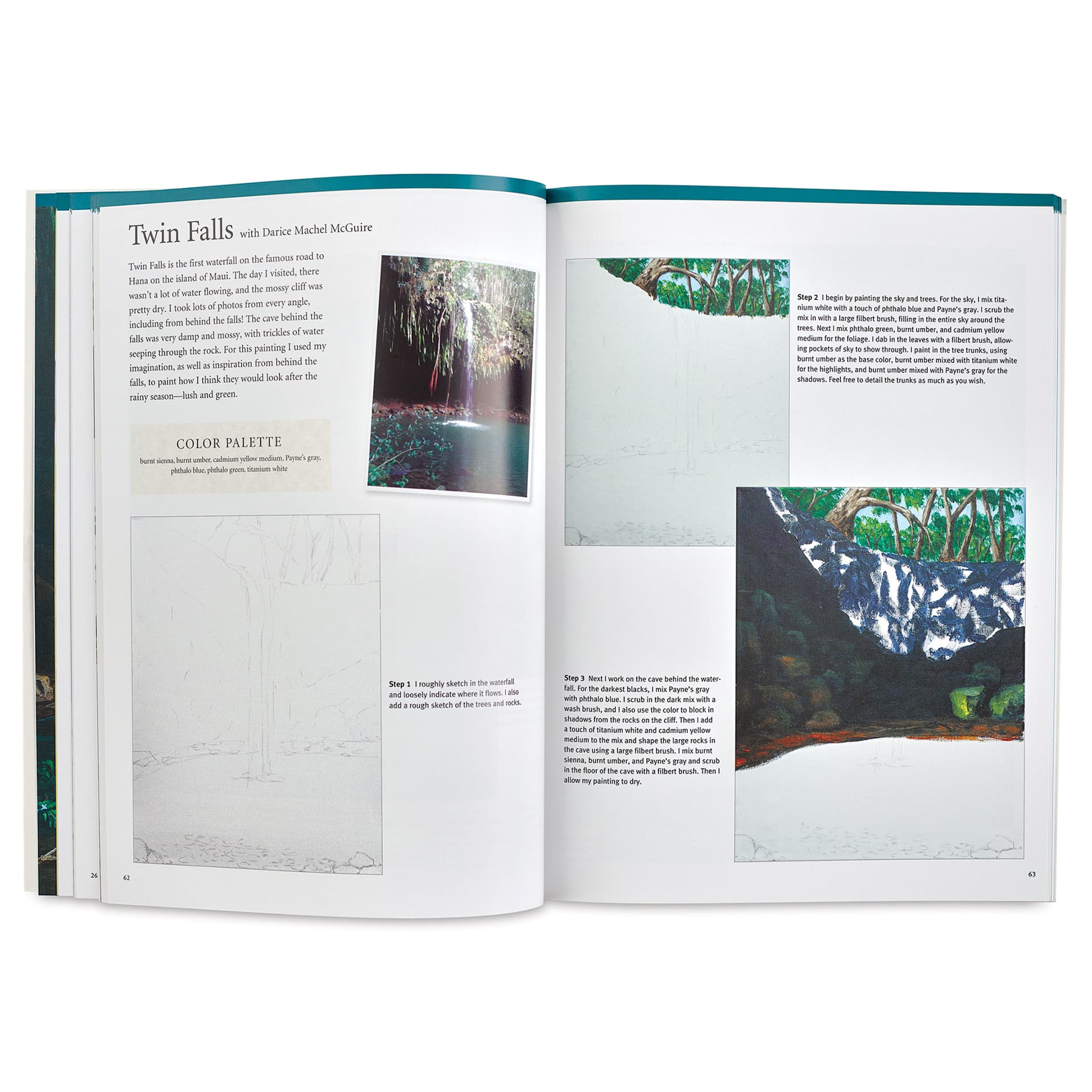 The Art of Painting in Acrylic - Painting a Waterfall Spread