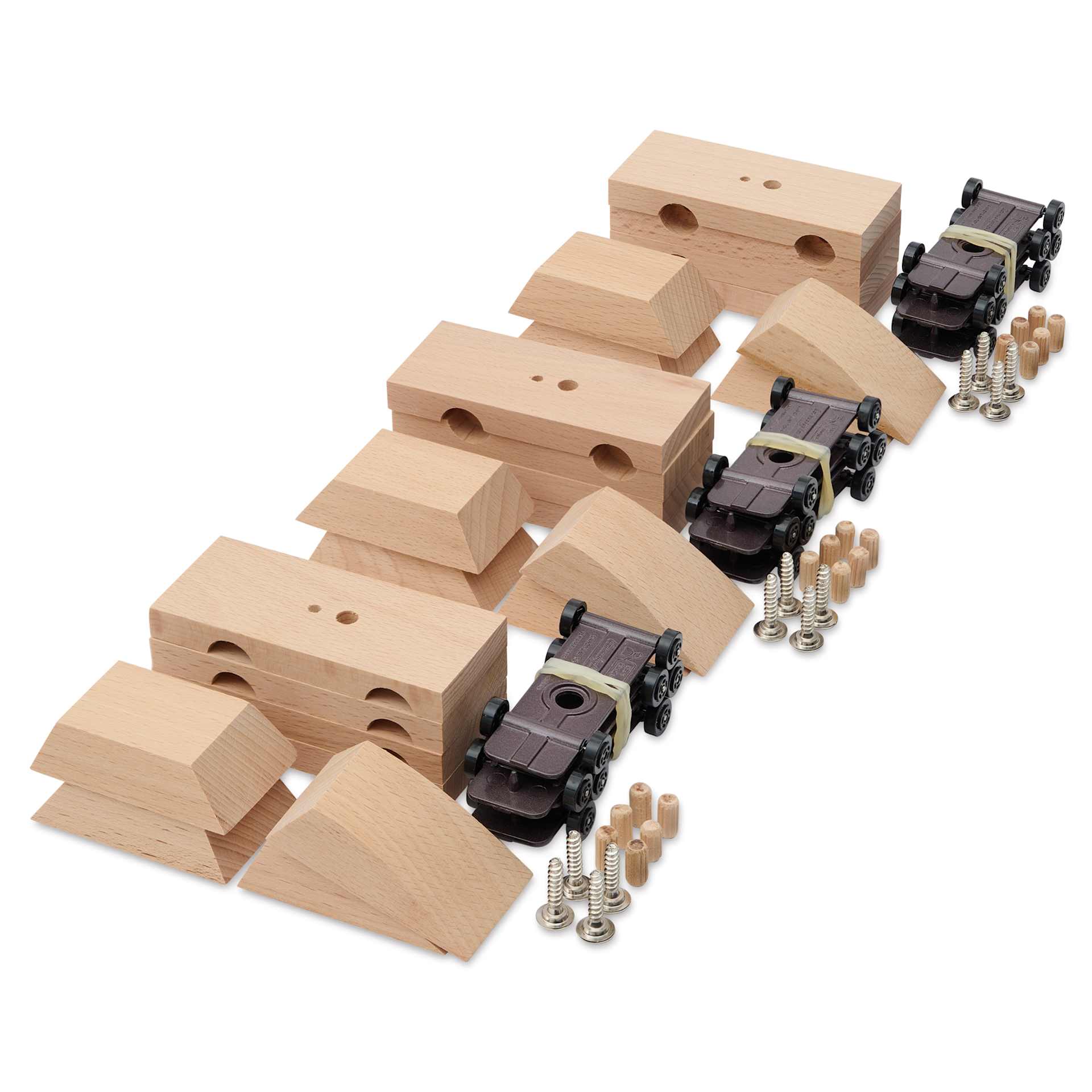 Candylab Castor Wooden Car Kit - Kit of 12, contents