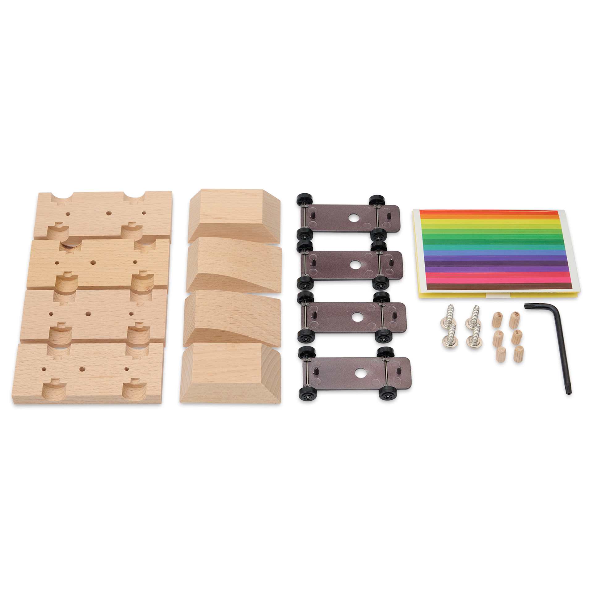 Candylab Castor Wooden Car Kit - Kit of 4, kit contents