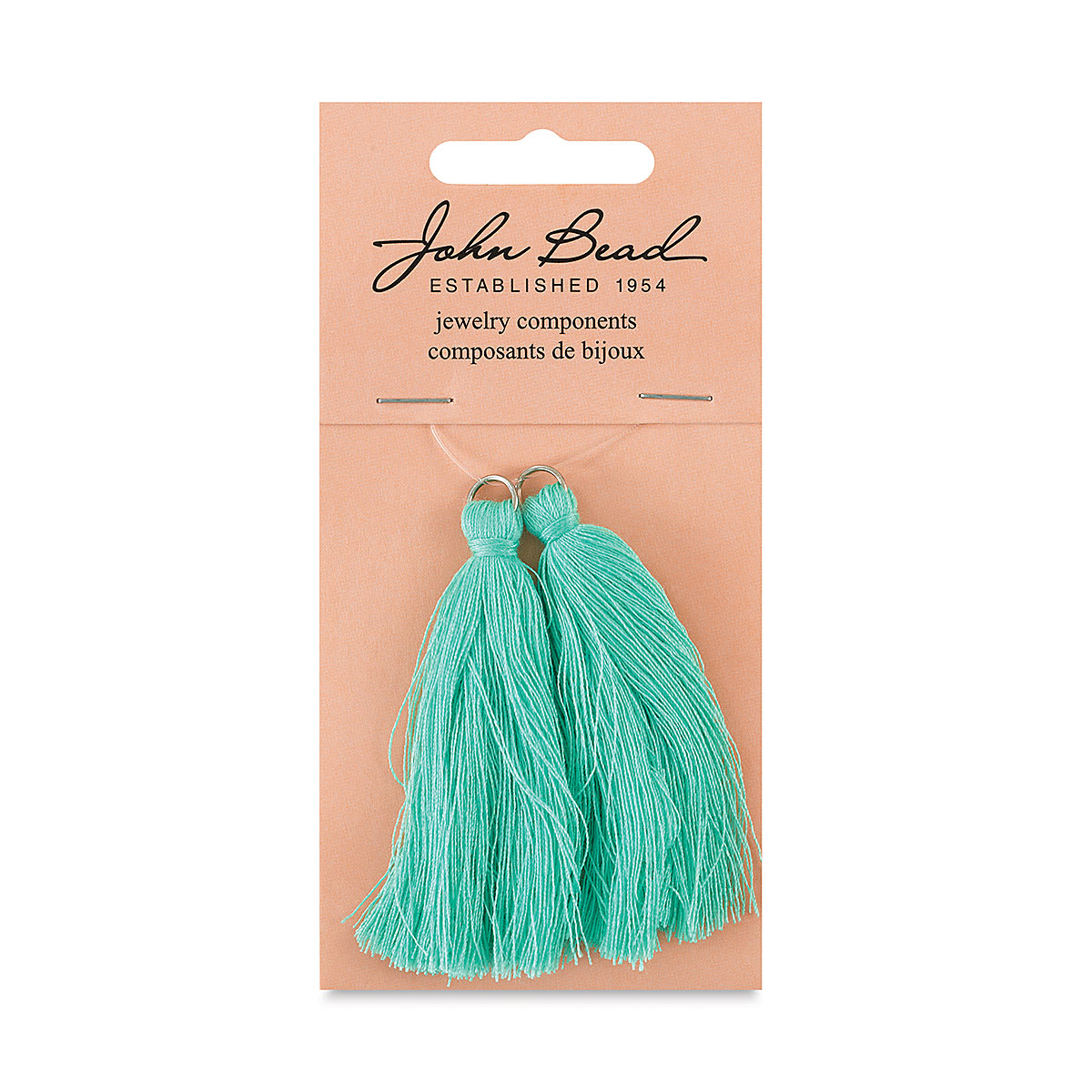 John Bead Cotton Tassels - Turquoise, Pkg of 2, 2-1/4" L
