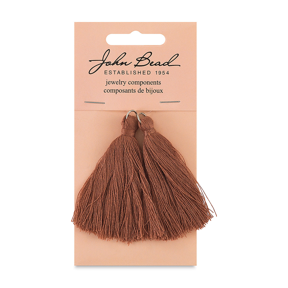 John Bead Cotton Tassels - Brown, Pkg of 2, 2-1/4" L