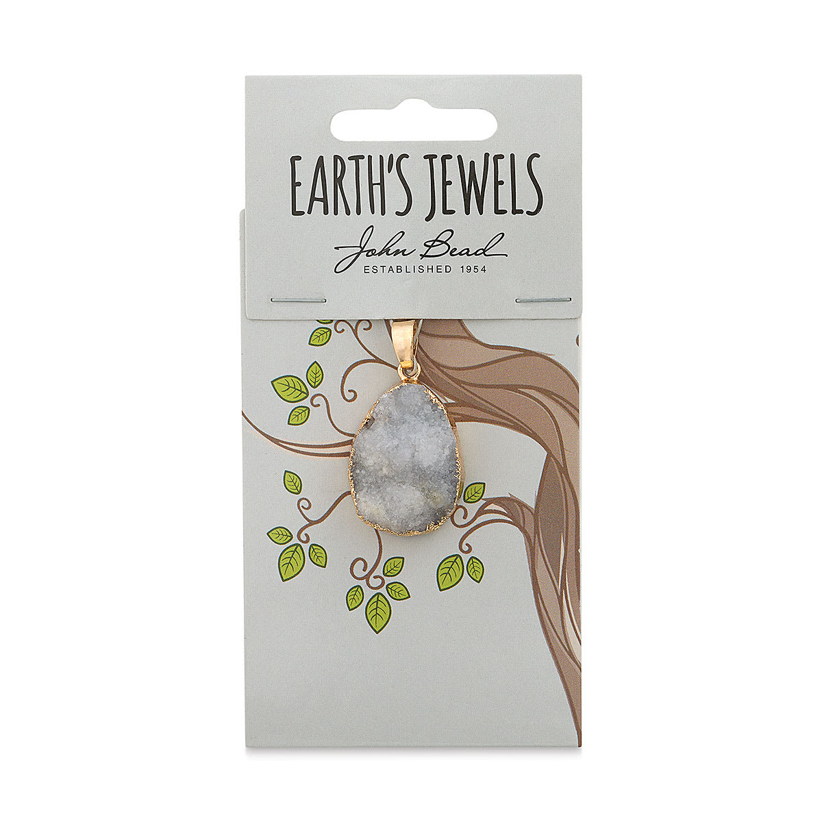John Bead Earth's Jewels Semi-Precious Pendant - White, 21 mm