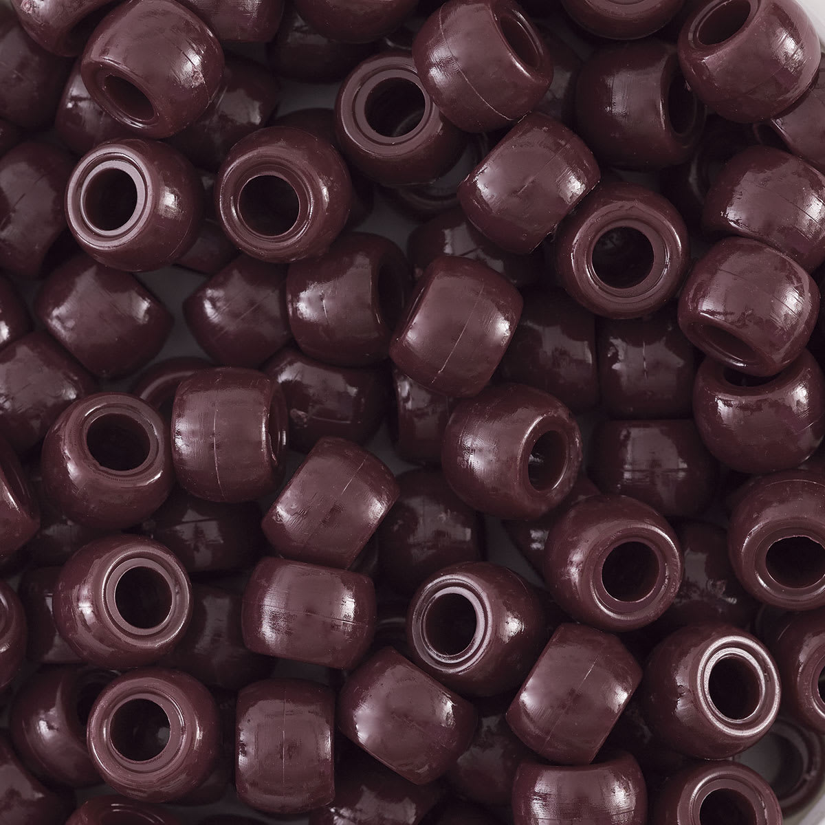 Creativity Street Plastic Pony Beads - Brown, close-up