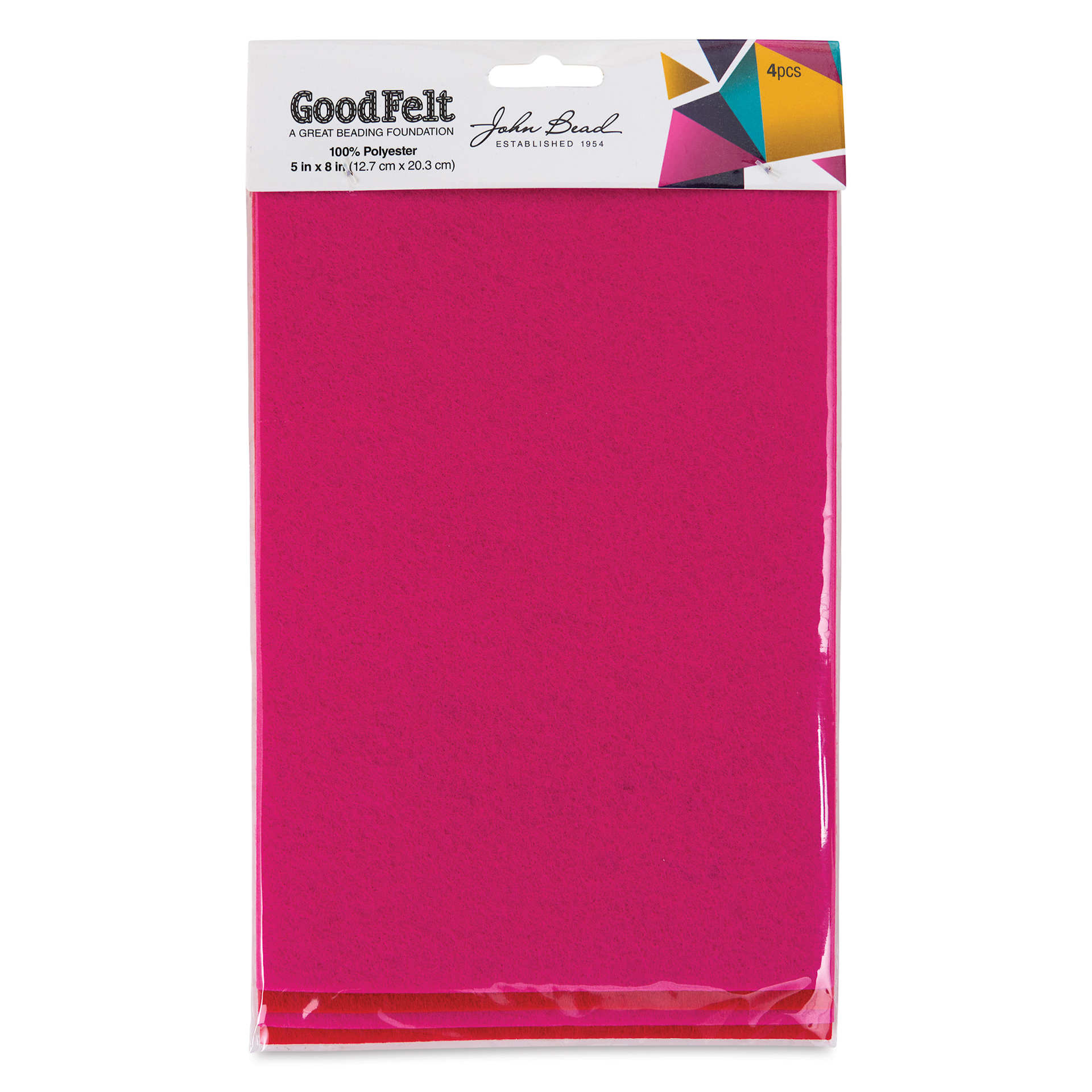 John Bead GoodFelt Beading Foundation - Red and Pink, 4 Sheets, 5" x 8" front of packaging