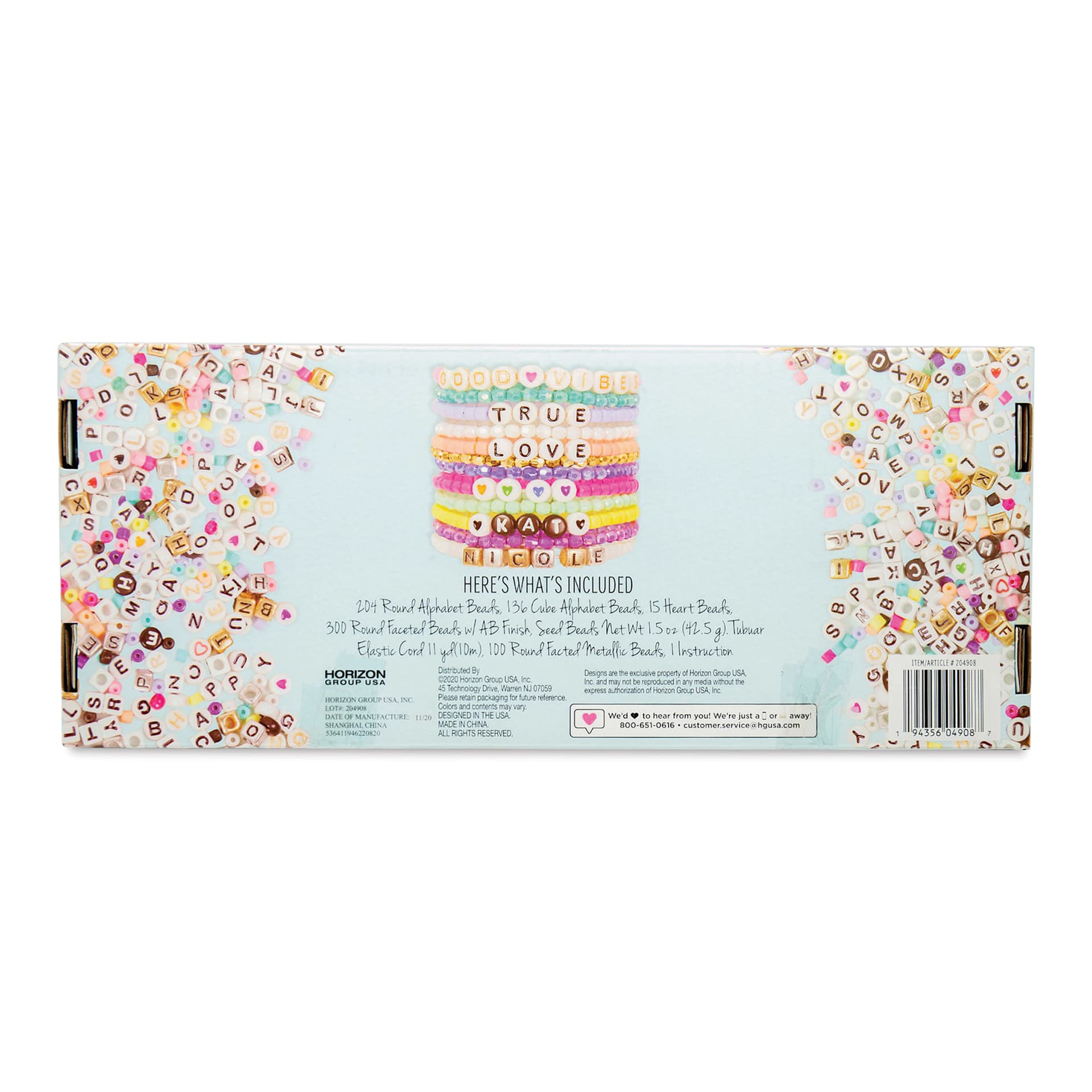 STMT DIY Alphabet Jewelry Kit (back of package)
