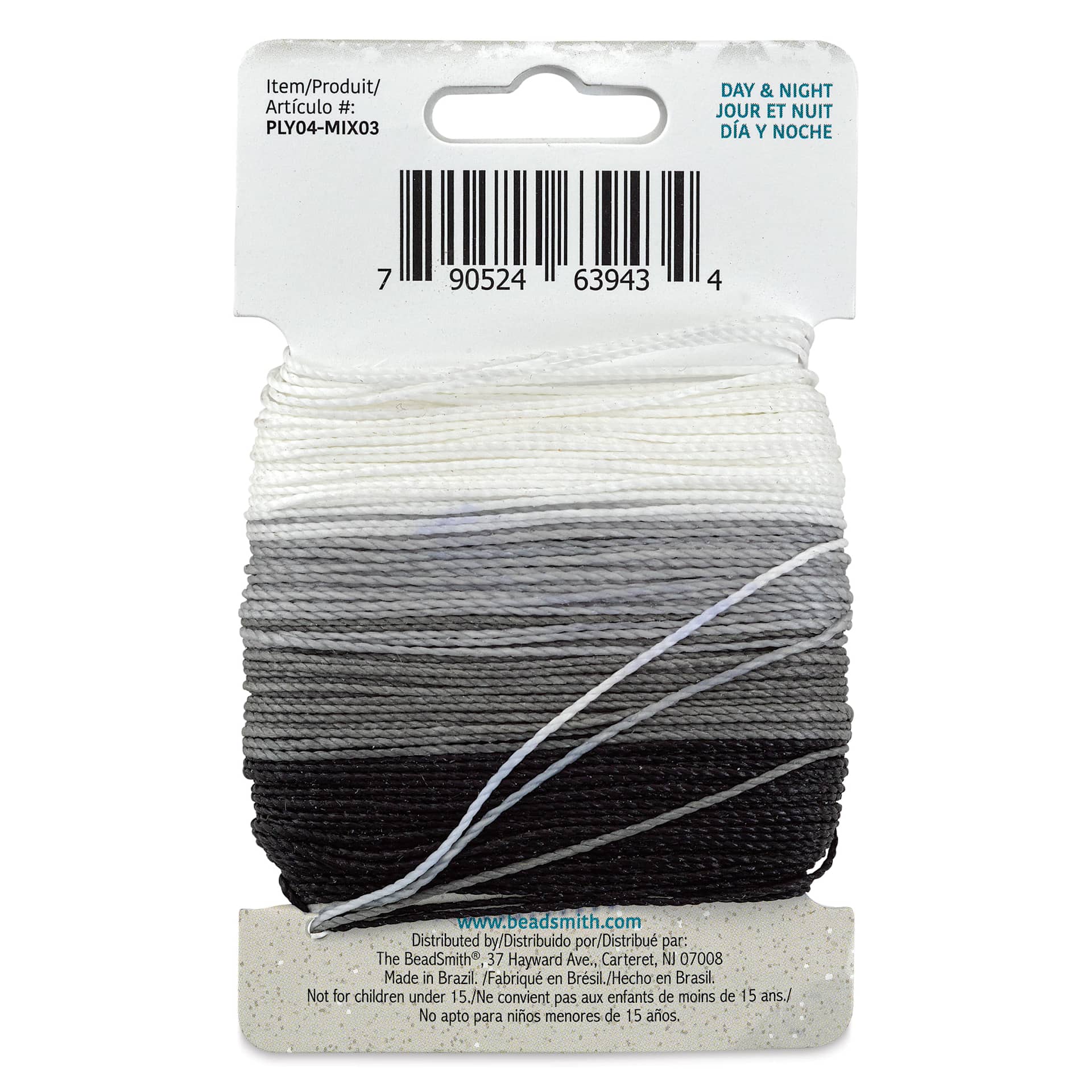 Beadsmith Knot-It Waxed Brazilian Cord - Day and Night, back of the packaging