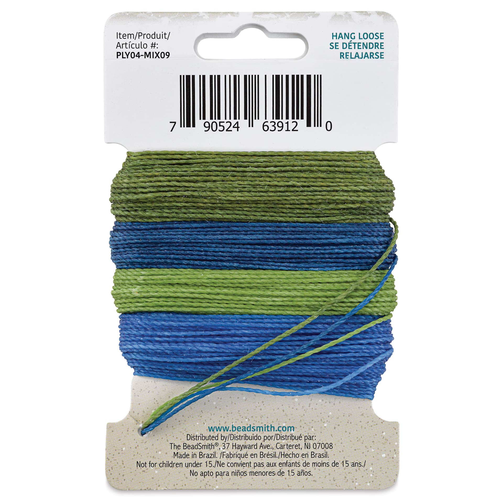Beadsmith Knot-It Waxed Brazilian Cord - Hang Loose, back of the packaging