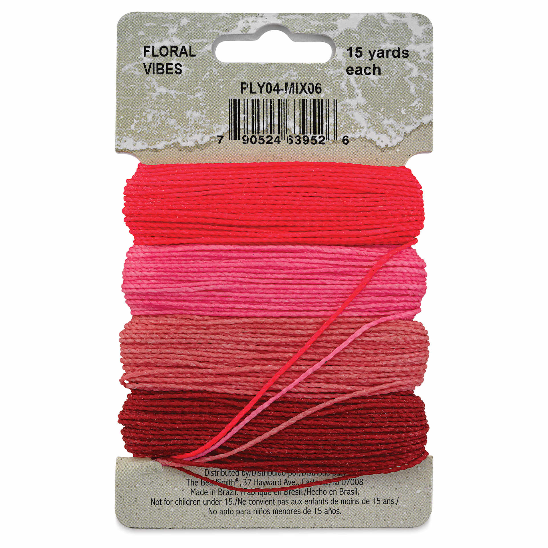Beadsmith Knot-It Waxed Brazilian Cord - Floral Vibes, back of the packaging