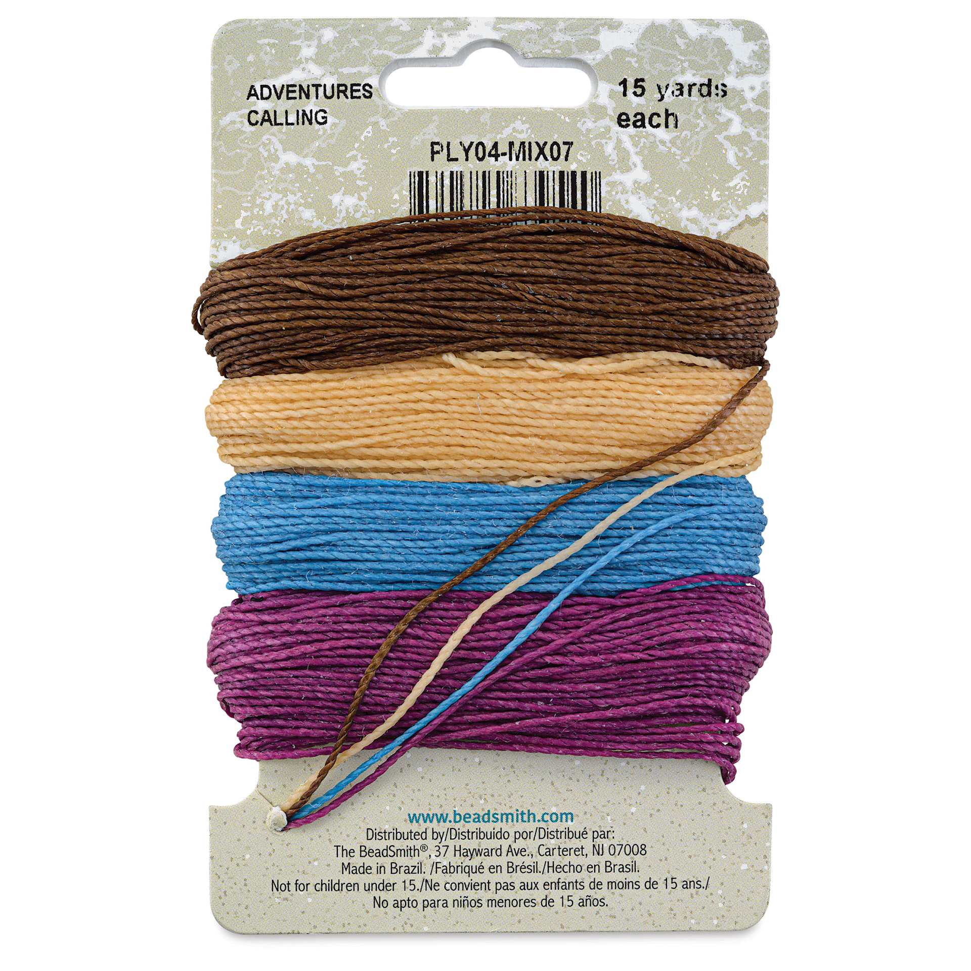 Beadsmith Knot-It Waxed Brazilian Cord - Adventure's Calling, back of the packaging