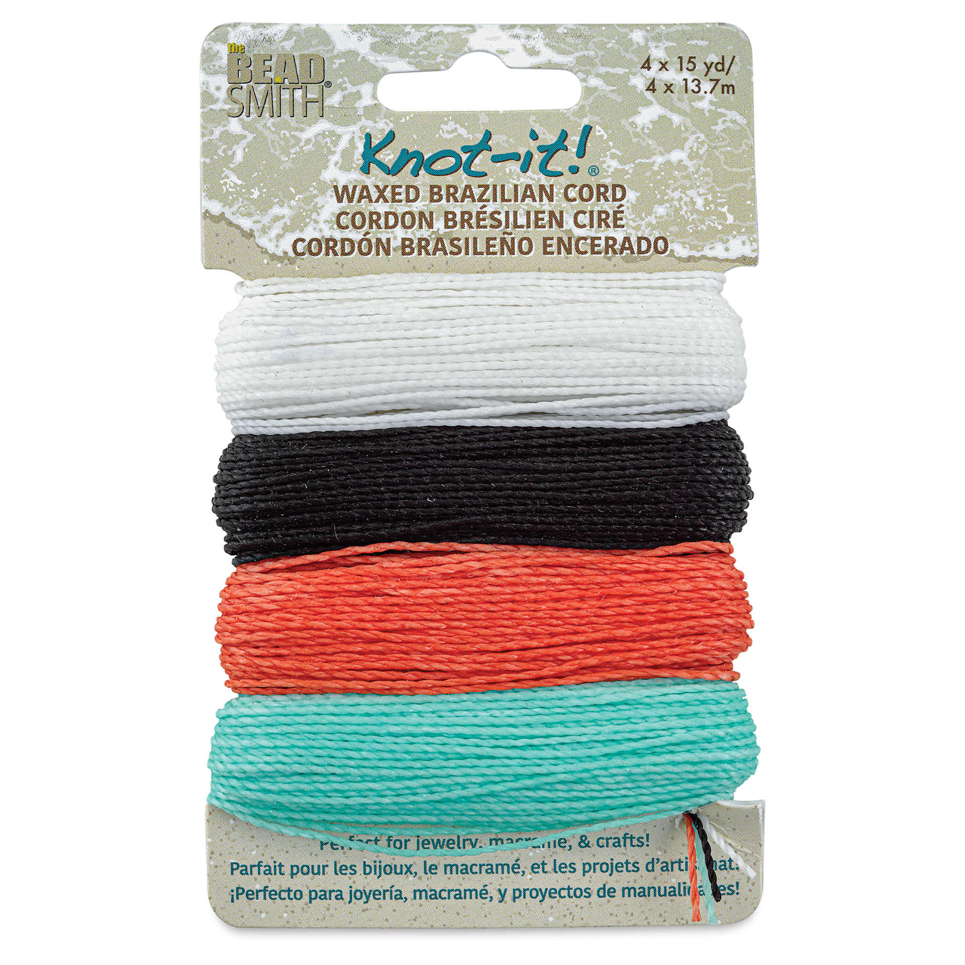 Beadsmith Knot-It Waxed Brazilian Cord - Ocean Dreams, front of the packaging
